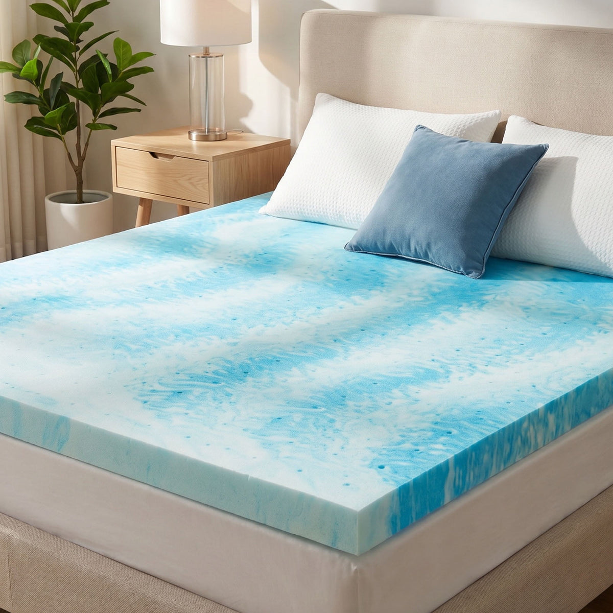 CHITOOMA 2 Inch Twin Memory Foam Mattress Topper, Cooling Gel Infused Foam Mattress Topper for Pressure Relief& Enhanced Sleep Comfort, CertiPUR-US and Oeko-TEX Certification