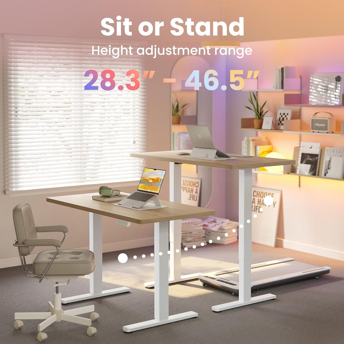 CHITOOMA Electric Standing Desk with 4 Memory Height Settings, 32" Small Height Adjustbale Desk, Sit Stand Up Desk for Home Office, White