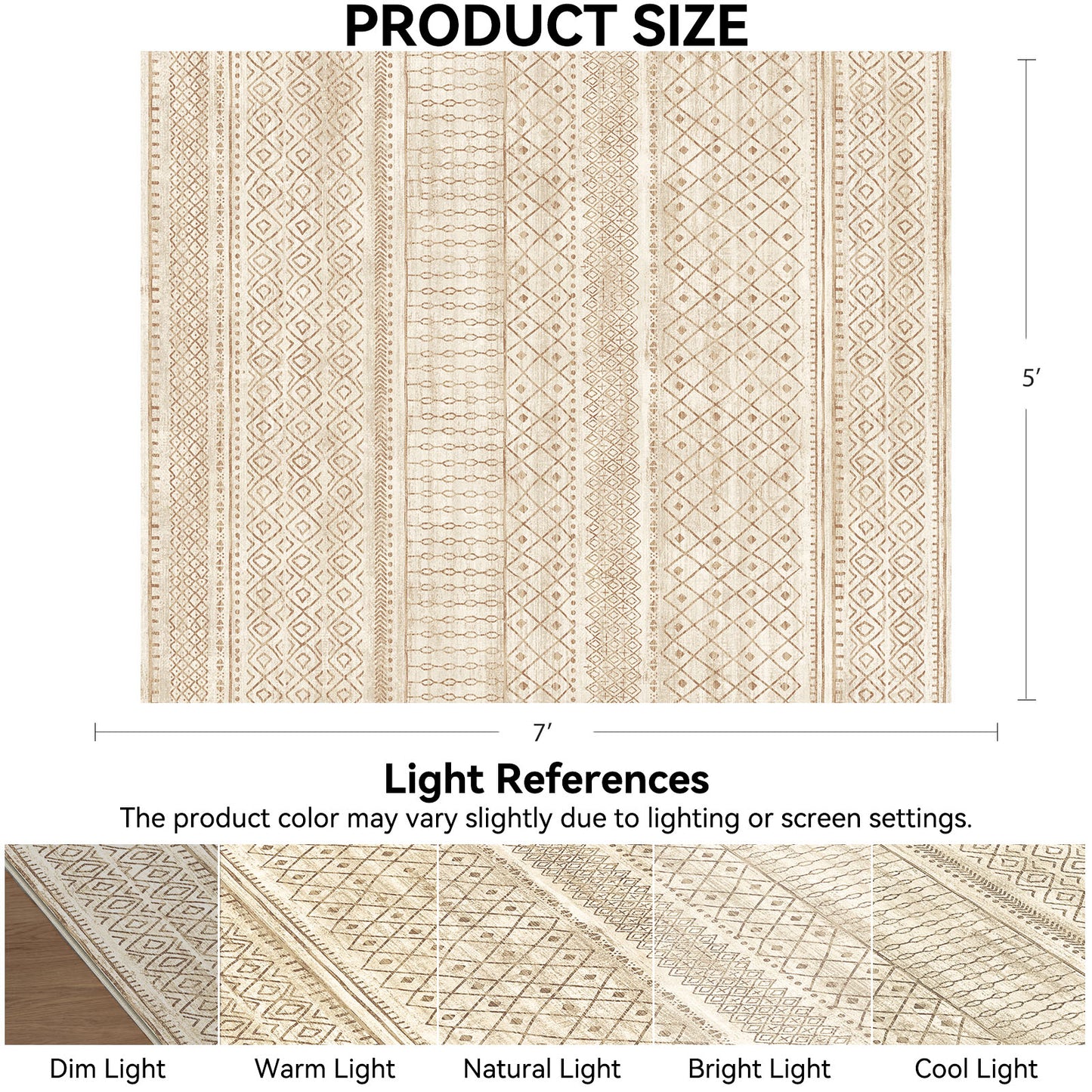 CHITOOMA 5'x7' Area Rugs for Living Room, Washable Rugs Boho Soft Geometric Bohemian Carpet Indoor Rug for Bedroom Dining Room Office Nonslip Foldable Rug
