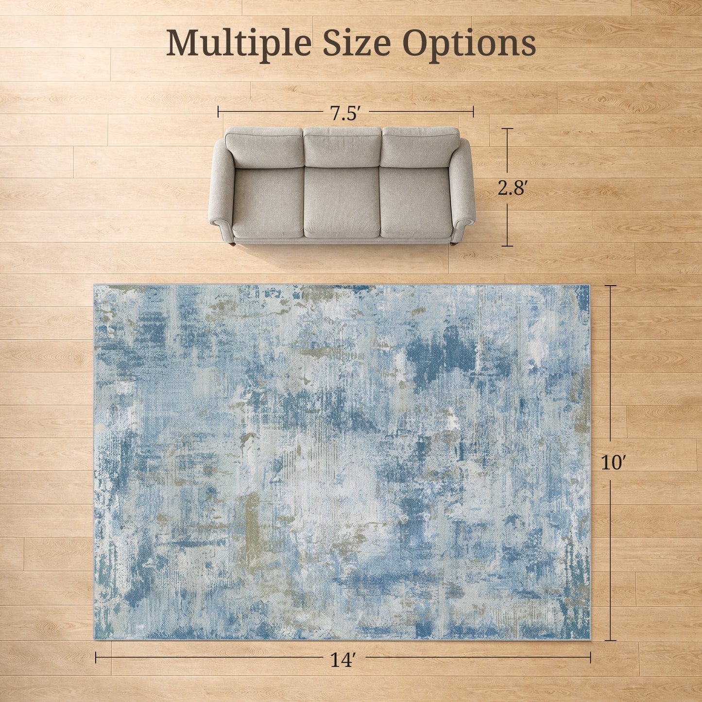 CHITOOMA 10'x14' Area Rugs for Living Room, Machine Washable Abstract Distressed Rugs Indoor Neutral Carpet Rugs for Bedroom Dining Room Office with Non-Slip Backing, Stain Resistant Non-Shed