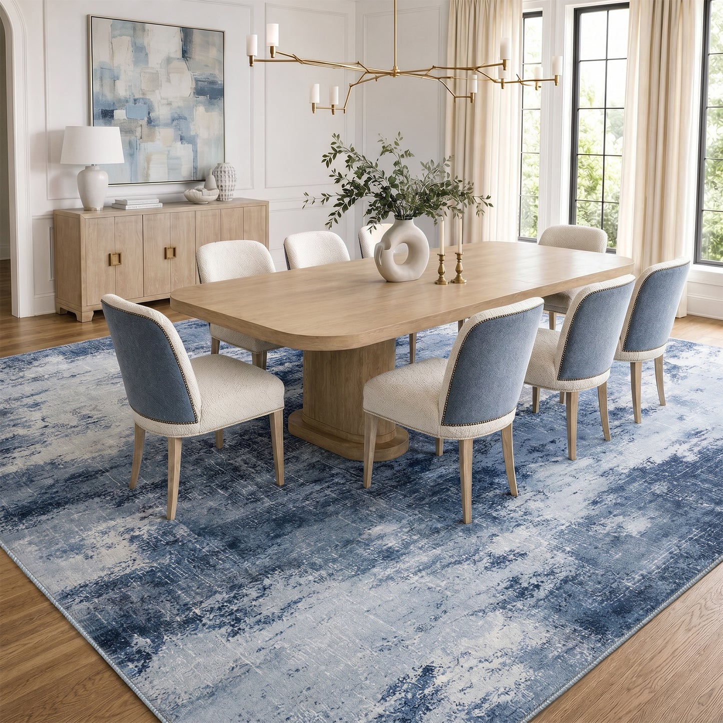 CHITOOMA 8'x10' Area Rugs for Living Room, Machine Washable Abstract Distressed Rugs Indoor Neutral Carpet Rugs for Bedroom Dining Room Office with Non-Slip Backing, Stain Resistant Non-Shed