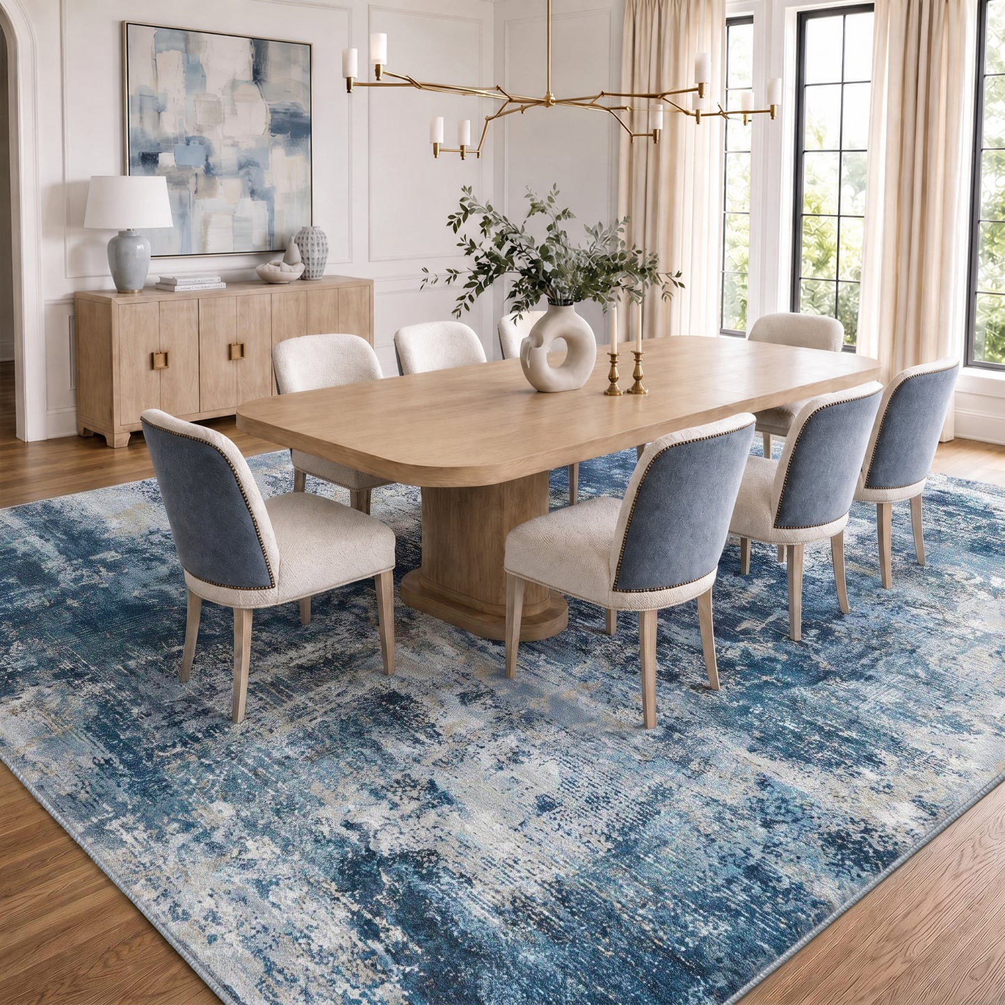 CHITOOMA 8'x10' Area Rugs for Living Room, Machine Washable Abstract Distressed Rugs Indoor Neutral Carpet Rugs for Bedroom Dining Room Office with Non-Slip Backing, Stain Resistant Non-Shed