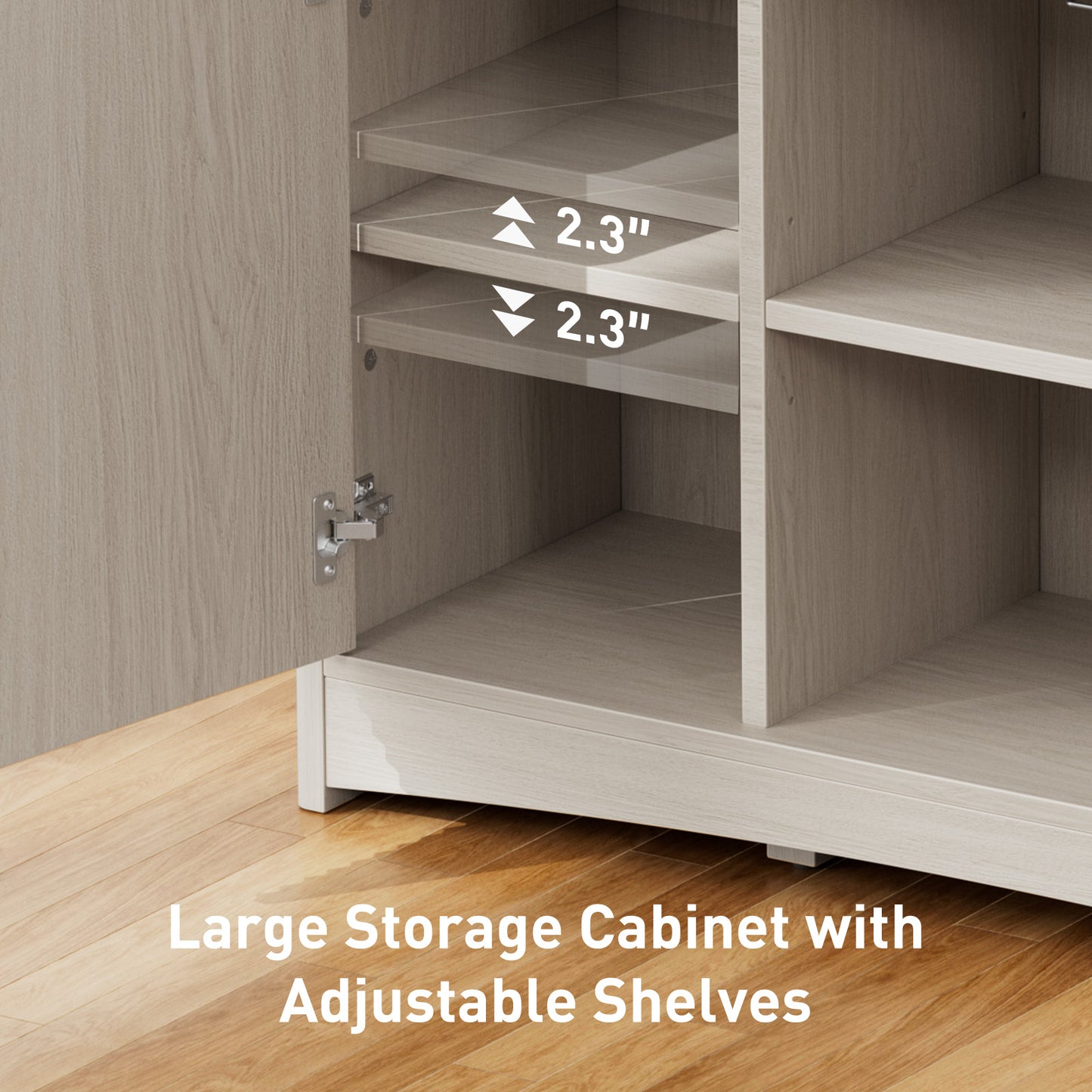 CHITOOMA Modern Coffee Bar Cabinet with Wine Glass Rack, Fluted Buffet Sideboard with Adjustable Storage Shelves and Doors, Liquor Bar Table for Dining Room or Living Room, Gray