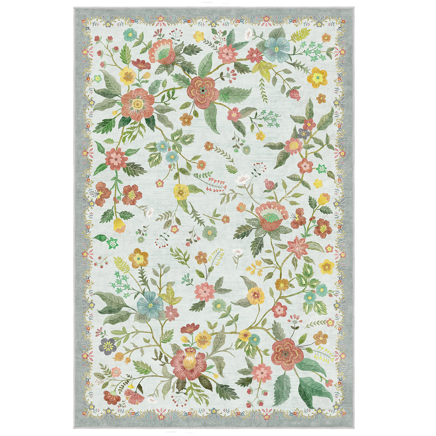 CHITOOMA 6'x9' Boho Area Rugs for Living Room, Machine Washable Stain Resistant Non-Shed Carpet, Floral Area Rug with Non-Slip Backing for Bedroom, Dining Room, Dorm, Office