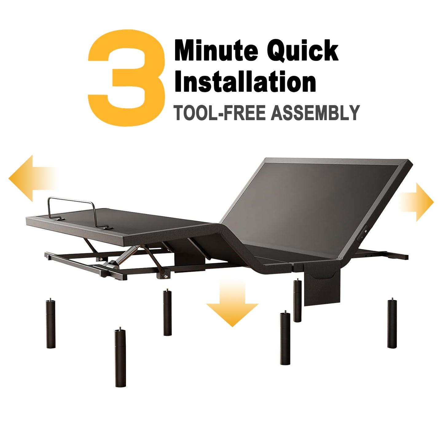 CHITOOMA Electric Adjustable Bed Frame Twin XL with Wireless Remote, Zero Gravity, Individually Tilting Head & Foot, 4 USB Ports, Under-Bed Nightlight, 3 Minutes Fast Assembly