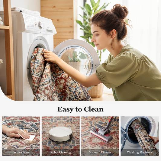 2'x6' Boho Runner Rug for Hallway, Machine Washable Stain Resistant Non-Shed Carpet, Runner Rug with Non-Slip Backing for Kitchen, Entryway, Bedroom, Laundry, Bathroom