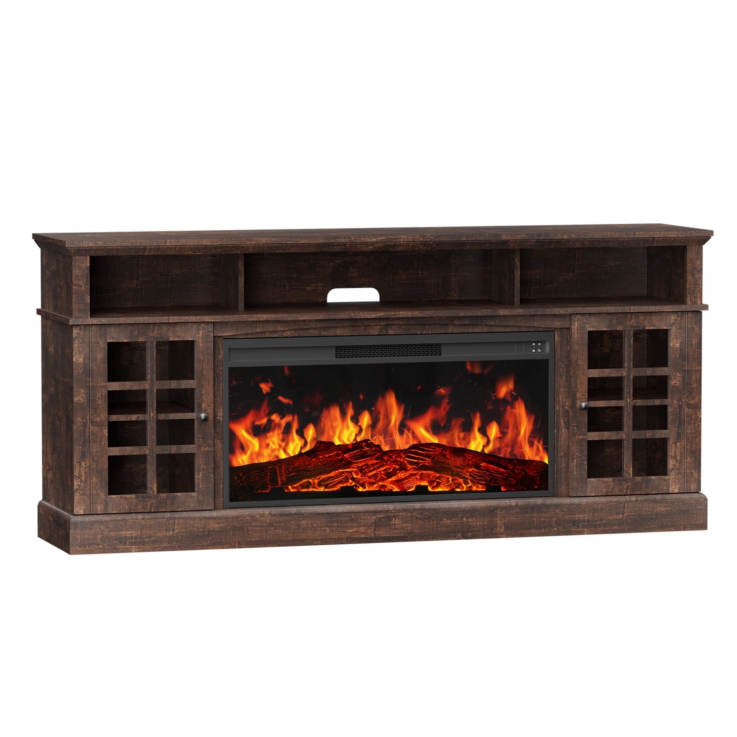 Electric Fireplace TV Stand up to 85" TVs, Farmhouse Entertainment Center wiht 36" Fireplace for Living Room, Vintage Brown