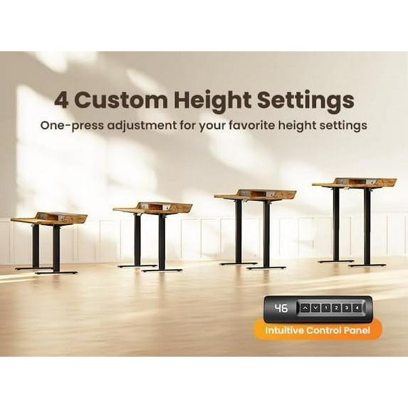 CHITOOMA Electric Standing Desk with Drawers, 48″ x 24″ Height Adjustable Stand up Desk with Storage Shelf, Gaming Desk Compatible Monitor Stand, 4 Preset Heights for Home Office, Brown
