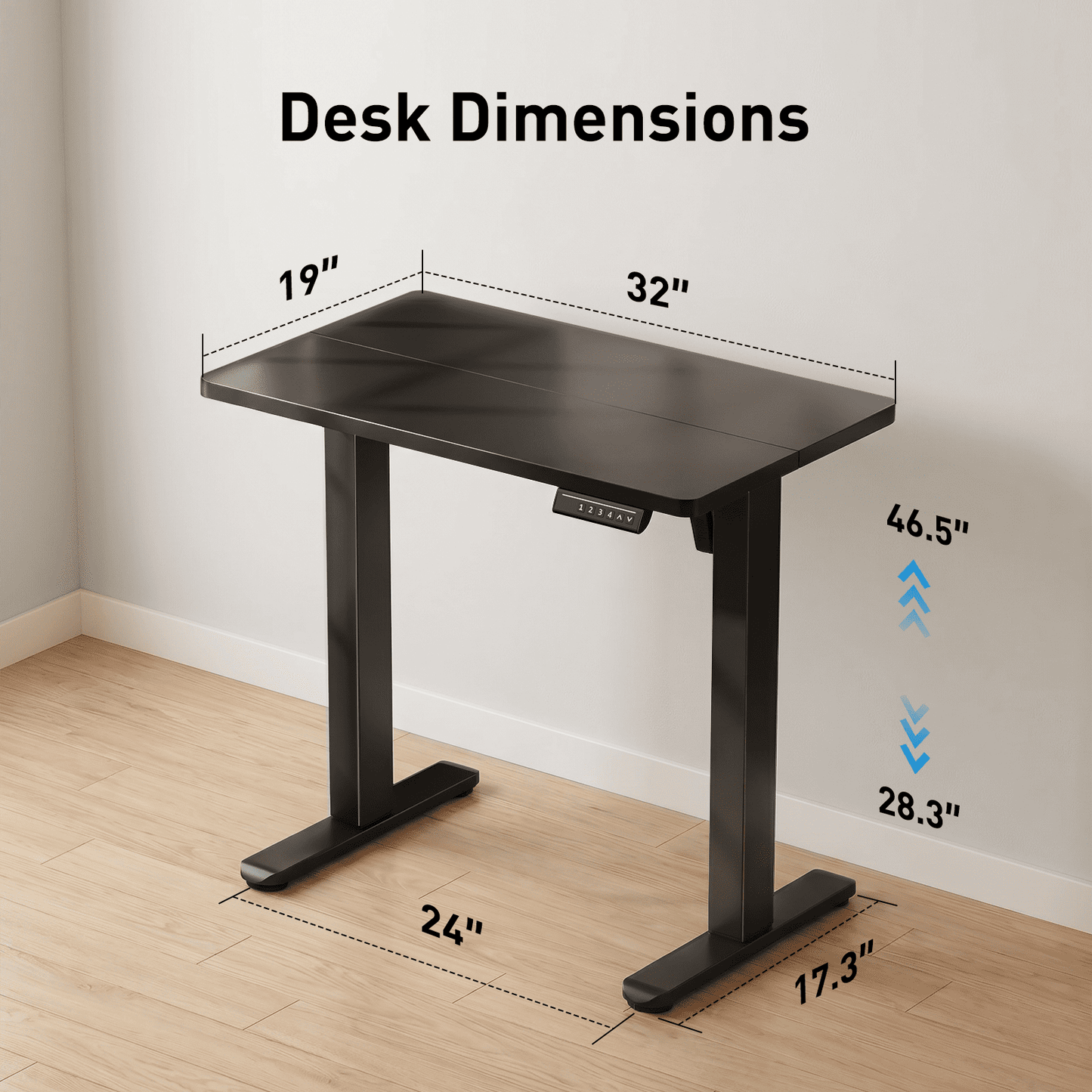 CHITOOMA 32 " Electric Standing Desk, Height Adjustbale Desk with 4 memory preset, for home offices, apartments, and small spaces, black