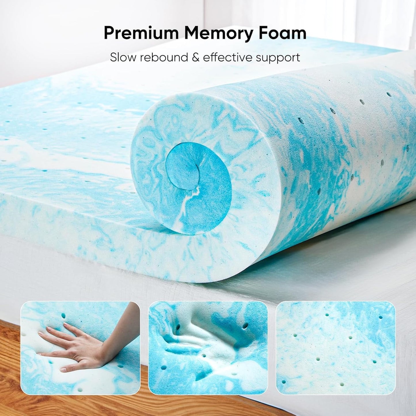 BESTERGO 3 Inch Full Memory Foam Mattress Topper, Gel Infused Foam Mattress Topper for Pressure Relief, CertiPUR-US