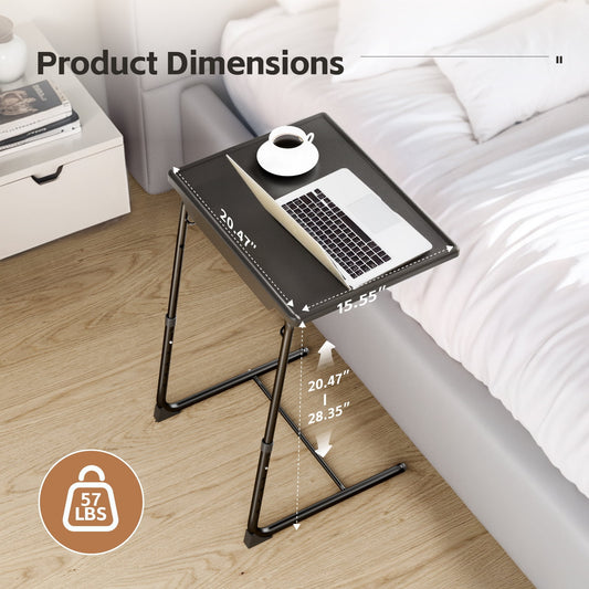 2 Pack Folding 6 Height & 3 Tilt Angles TV Tray Table Set Sofa Desk TV Dinner Tray for Home Office, Black