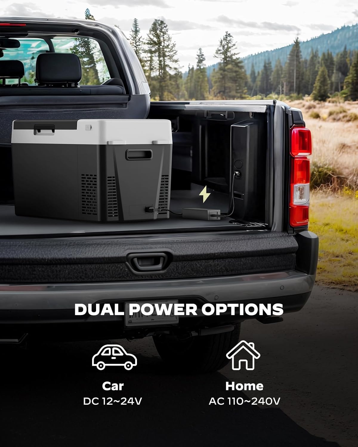 CHITOOMA 12 Volt Car Refrigerator, 25QT Electric Cooler, Portable Freezer Compressor Cooler -4℉~68℉, 12/24V DC & 110-240V AC for Travel Camping Truck Home