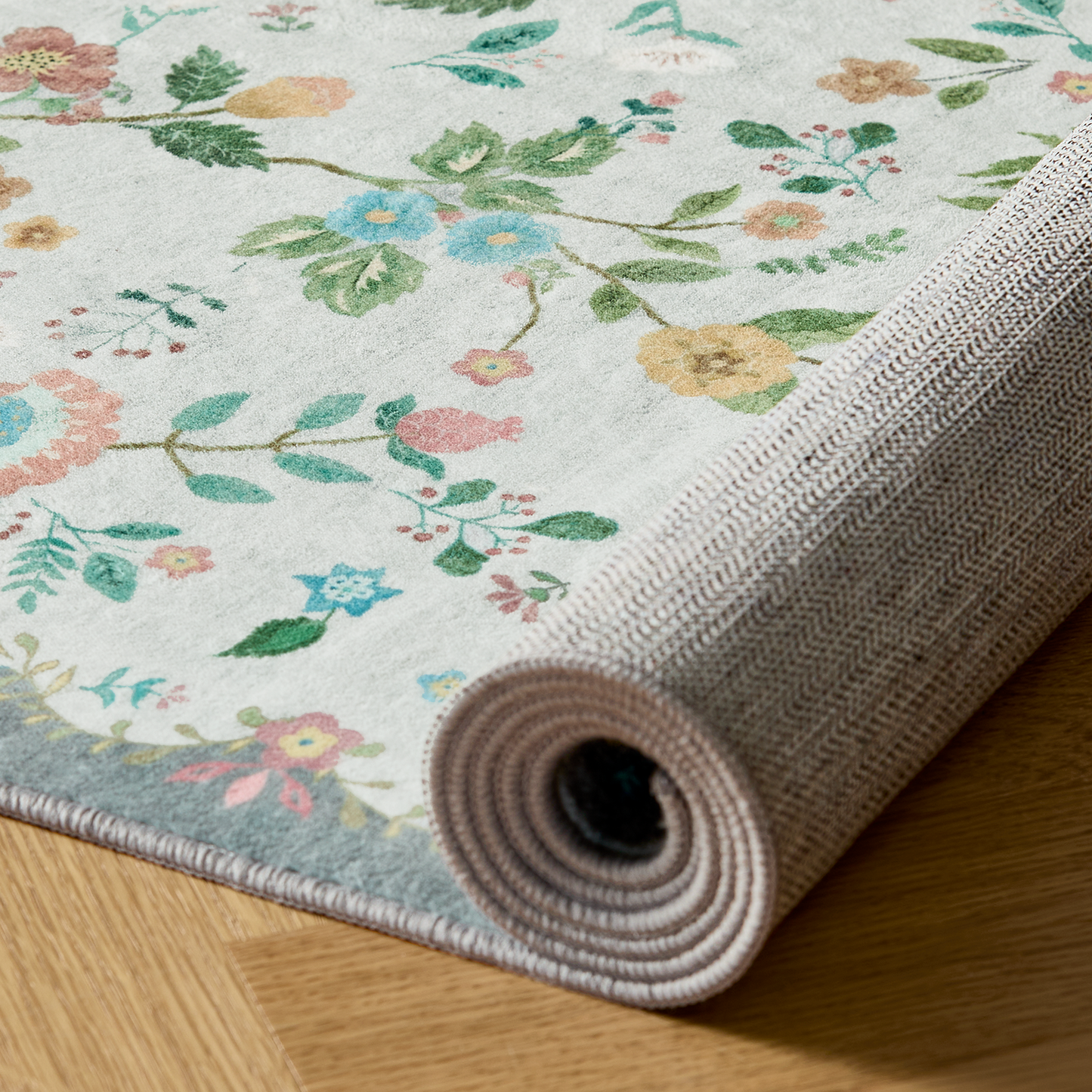 CHITOOMA 6'x9' Boho Area Rugs for Living Room, Machine Washable Stain Resistant Non-Shed Carpet, Floral Area Rug with Non-Slip Backing for Bedroom, Dining Room, Dorm, Office