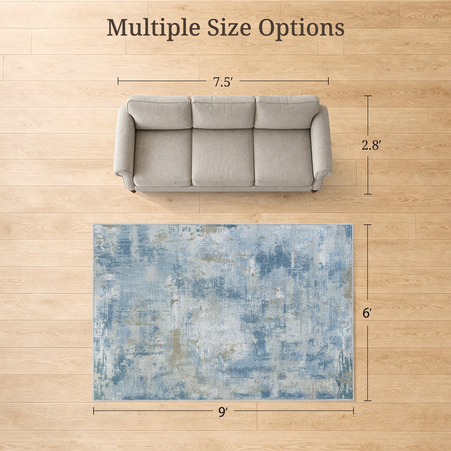 CHITOOMA 6'x9' Area Rugs for Living Room, Machine Washable Abstract Distressed Rugs Indoor Neutral Carpet Rugs for Bedroom Dining Room Office with Non-Slip Backing, Stain Resistant Non-Shed