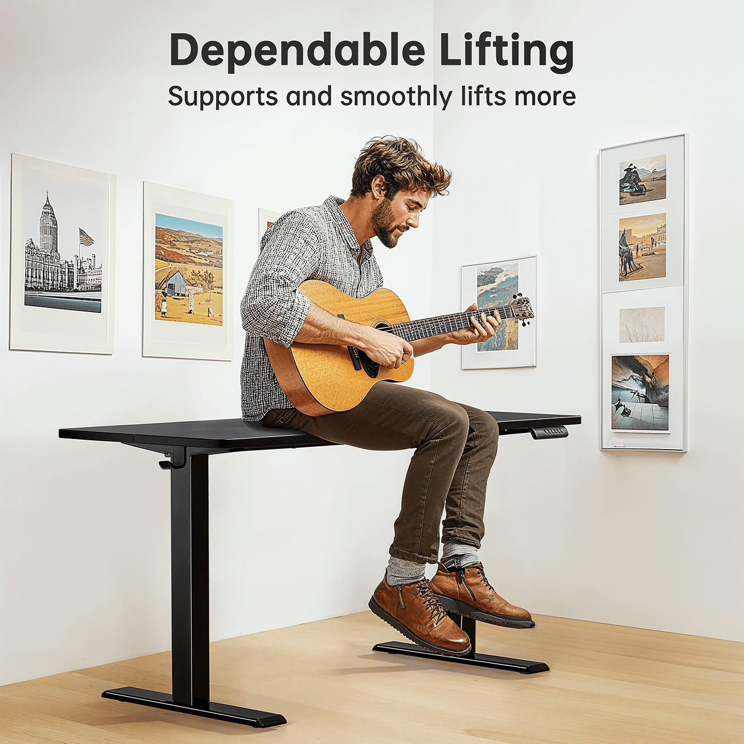 CHITOOMA 55" x 24" Electric Standing Desk with 4 Memory Preset Heights, Height Adjustable Sit Stand up Desk with Headphone Hook for Home Office, Black