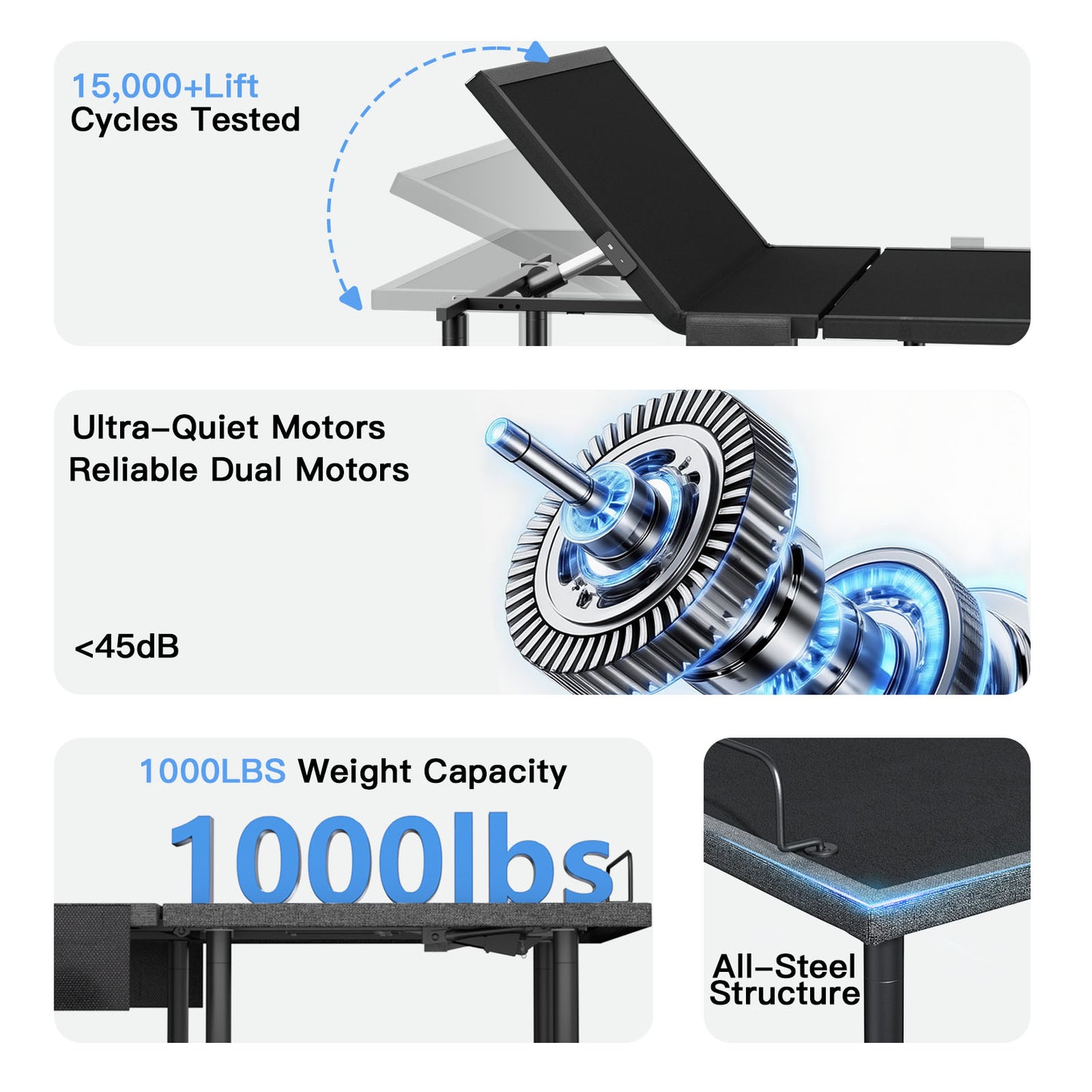 CHITOOMA Split King Electric Adjustable Bed Frame with 14 Inch Gel Memory Foam Mattress, Massage with 4 Modes & 3 Intensities, Wireless Remote, Zero Gravity, Under-Bed Nightlight & Easy