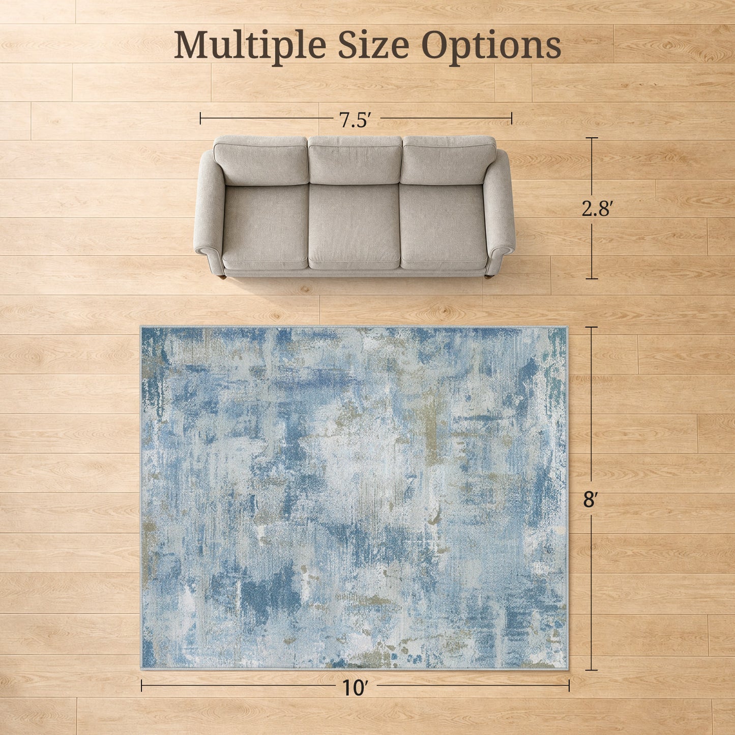 CHITOOMA 8'x10' Area Rugs for Living Room, Machine Washable Abstract Distressed Rugs Indoor Neutral Carpet Rugs for Bedroom Dining Room Office with Non-Slip Backing, Stain Resistant Non-Shed
