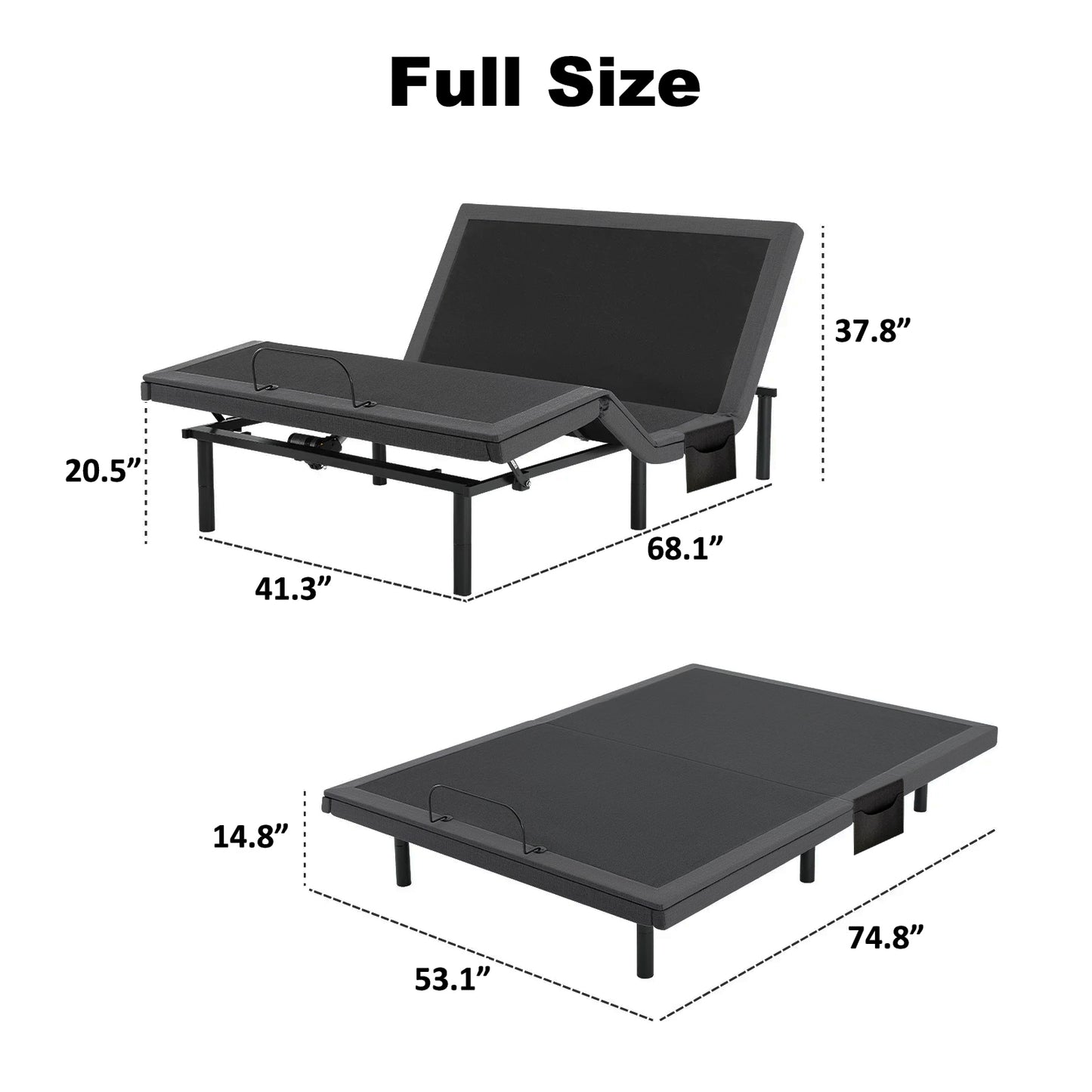CHITOOMA Electric Adjustable Bed Frame Full with Wireless Remote, Zero Gravity, Individually Tilting Head & Foot, 4 USB Ports, Under-Bed Nightlight, 3 Minutes Fast Assembly