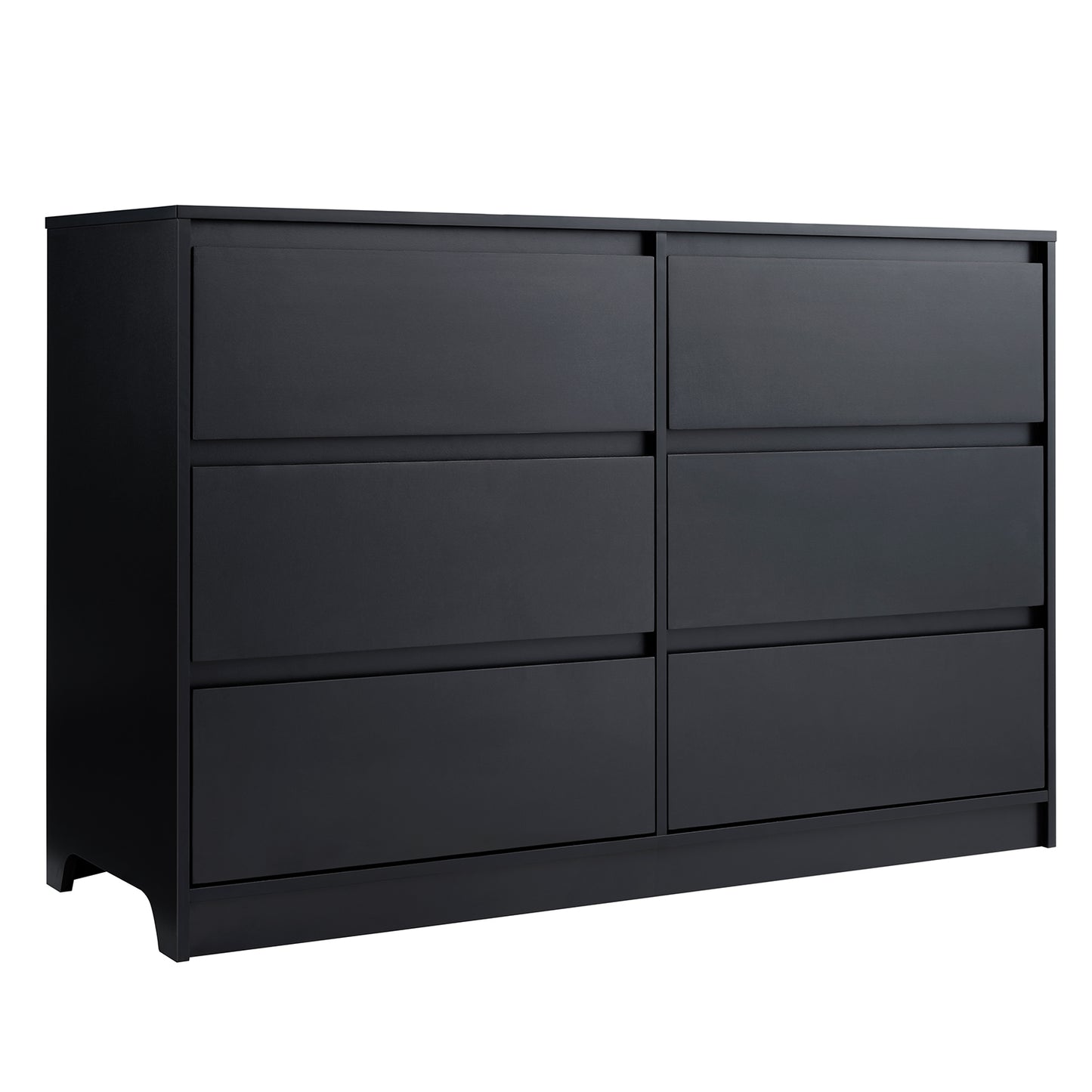 CHITOOMA 6 Drawer Double Dresser, 47.2" Adult Wood Storage Side Cabinet Chest of Drawer for Bedroom Living Room Hallway, Black