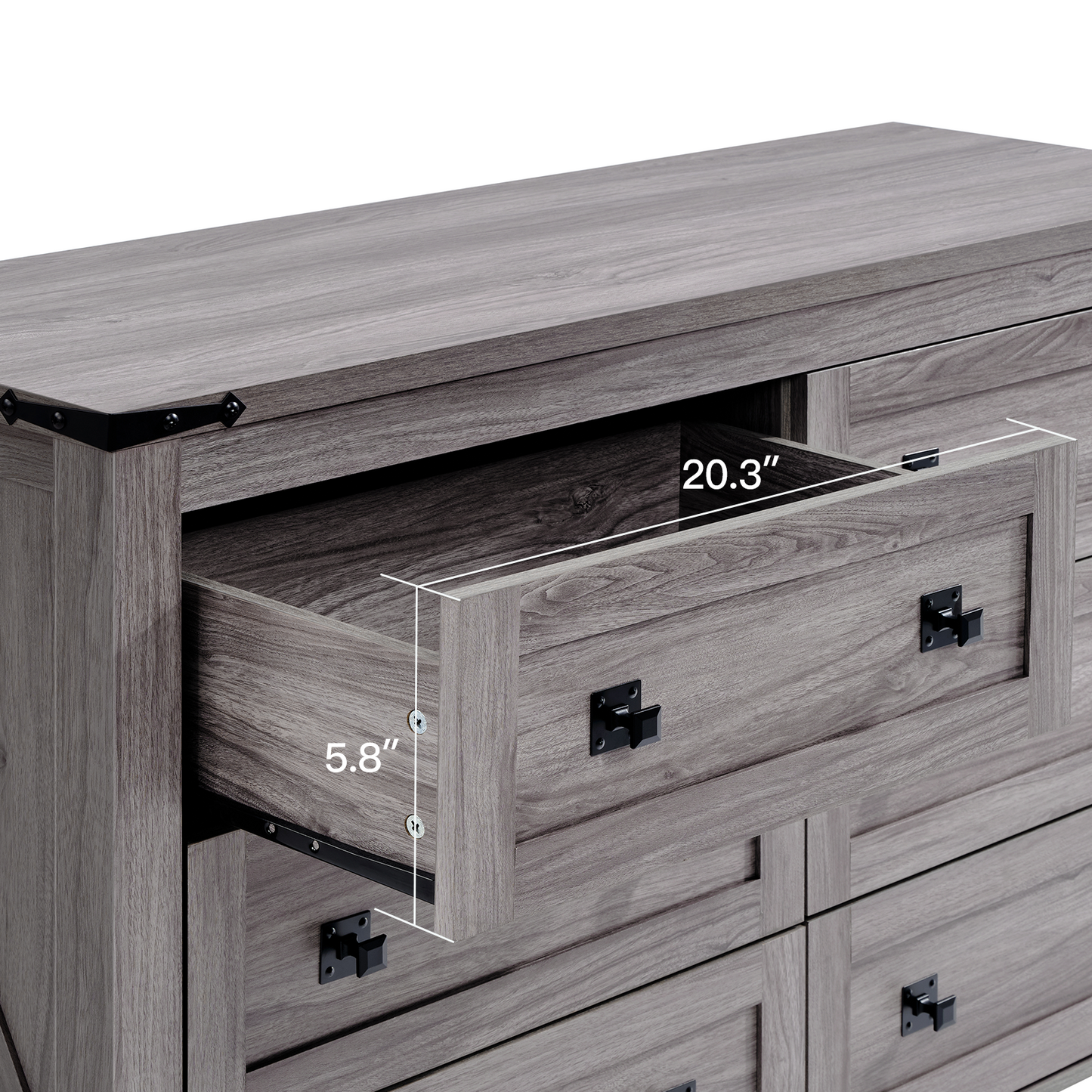 CHITOOMA Wooden Dressers for Bedroom 6 Drawer Adult, 47.2" Storage Cabine with Double Handle, Chest of Drawers for Living Room Hallway, Gray