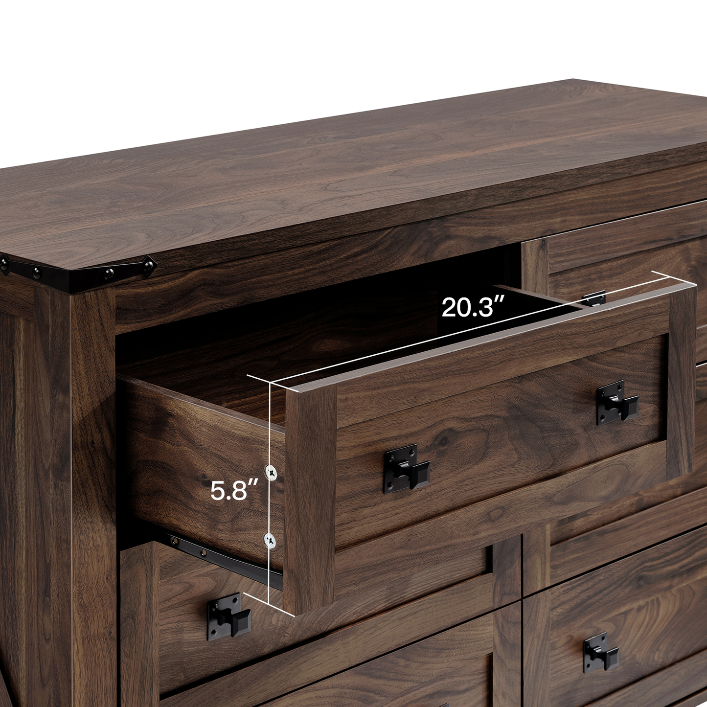 CHITOOMA Wooden Dressers for Bedroom 6 Drawer Adult, 47.2" Storage Cabine with Double Handle, Chest of Drawers for Living Room Hallway, Walnut