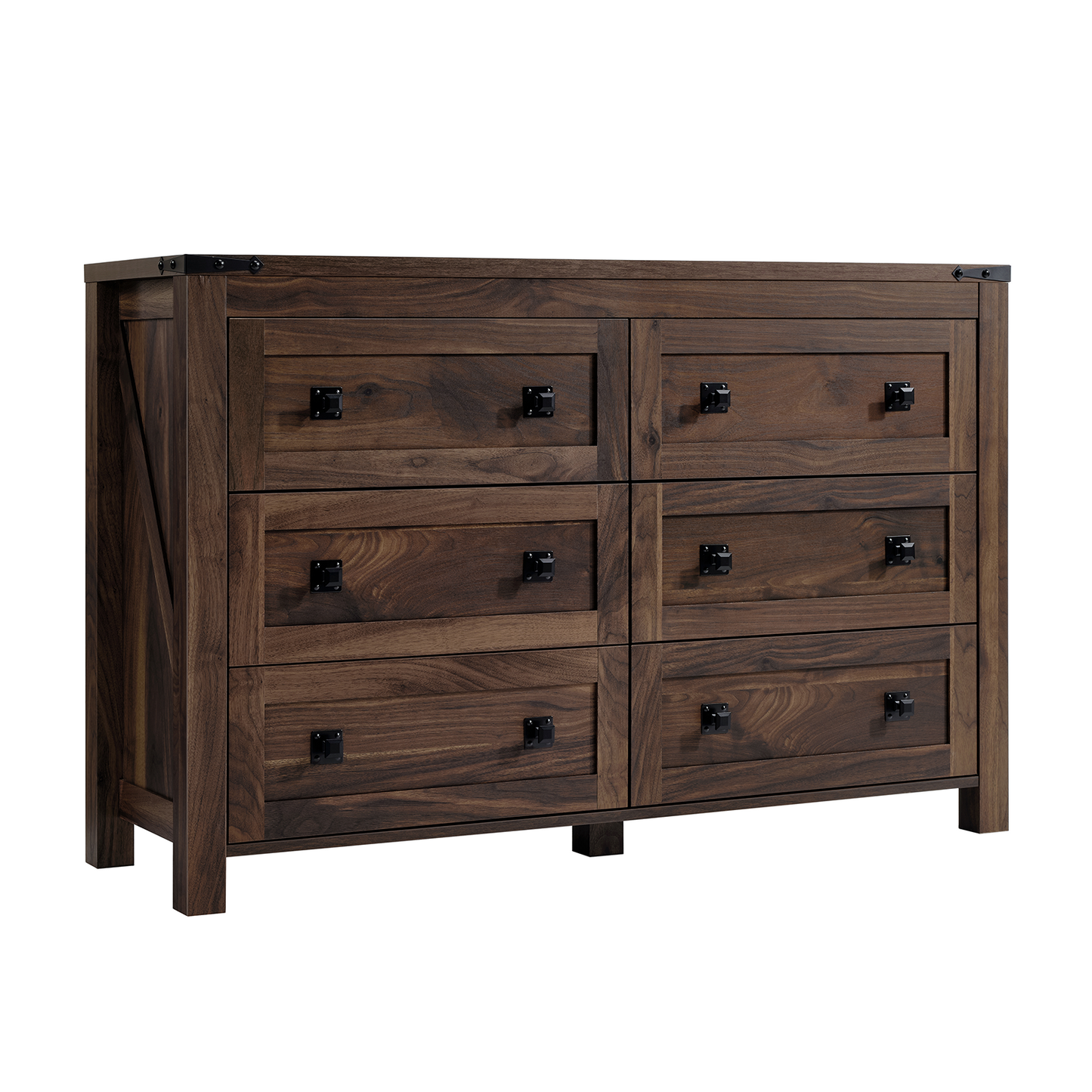 CHITOOMA Wooden Dressers for Bedroom 6 Drawer Adult, 47.2" Storage Cabine with Double Handle, Chest of Drawers for Living Room Hallway, Walnut