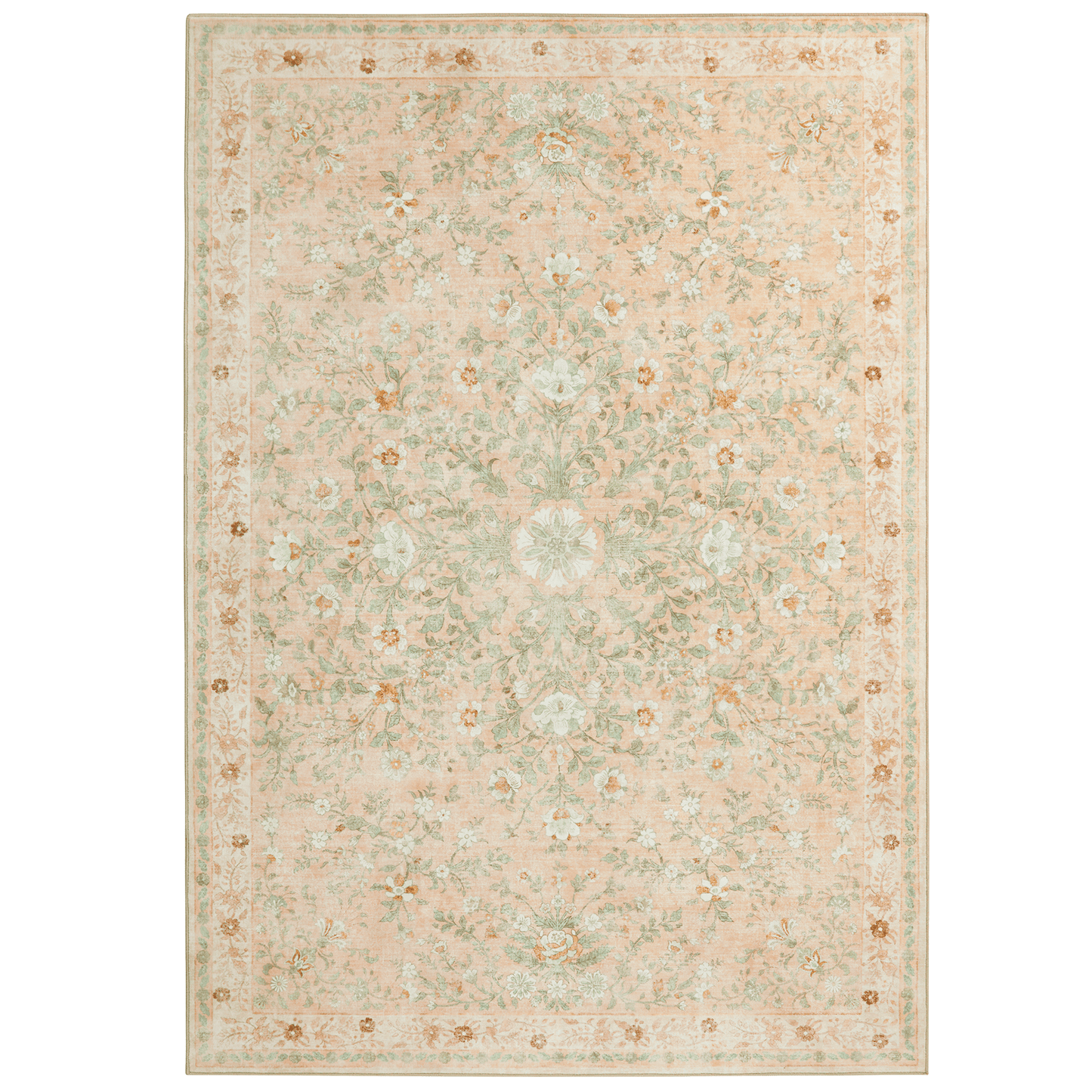 CHITOOMA 5'x7' Area Rugs for Living Room, Modern Floral Area Rugs Machine Washable Rugs, Botanical Indoor Carpet Soft Rugs for Bedroom Dining Room Dorm Office, Orange