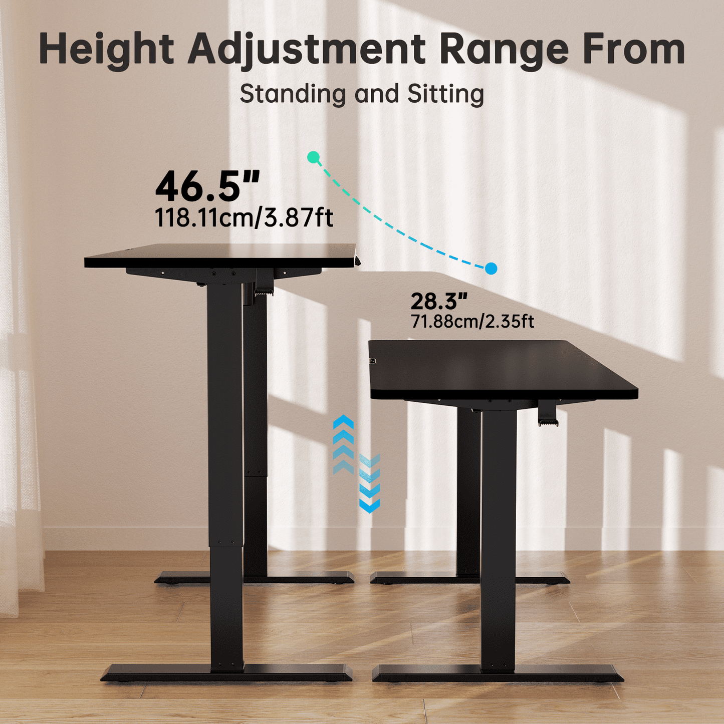 CHITOOMA 55" x 24" Electric Standing Desk with 4 Memory Preset Heights, Height Adjustable Sit Stand up Desk with Headphone Hook for Home Office, Black