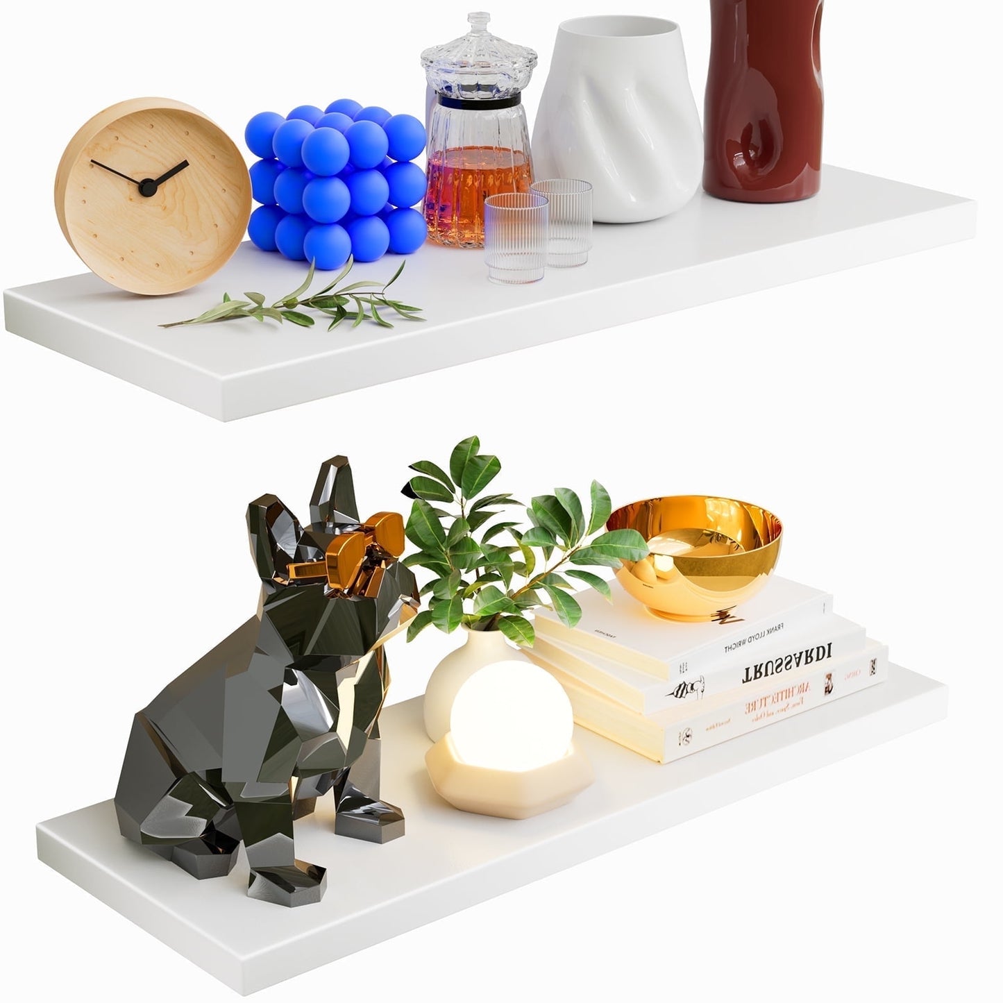 2pcs/set 24" Wood Wall Mounted Floating Shelves Storage Shelving For Living Room, Dining Room, Office, Bedroom