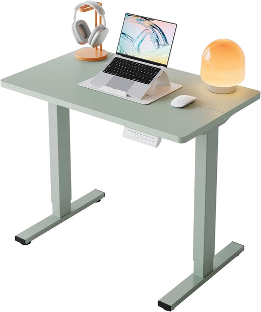 CHITOOMA Electric Standing Desk with 4 Memory Height Settings, 32" Small Height Adjustbale Desk, Sit Stand Up Desk for Home Office, Green