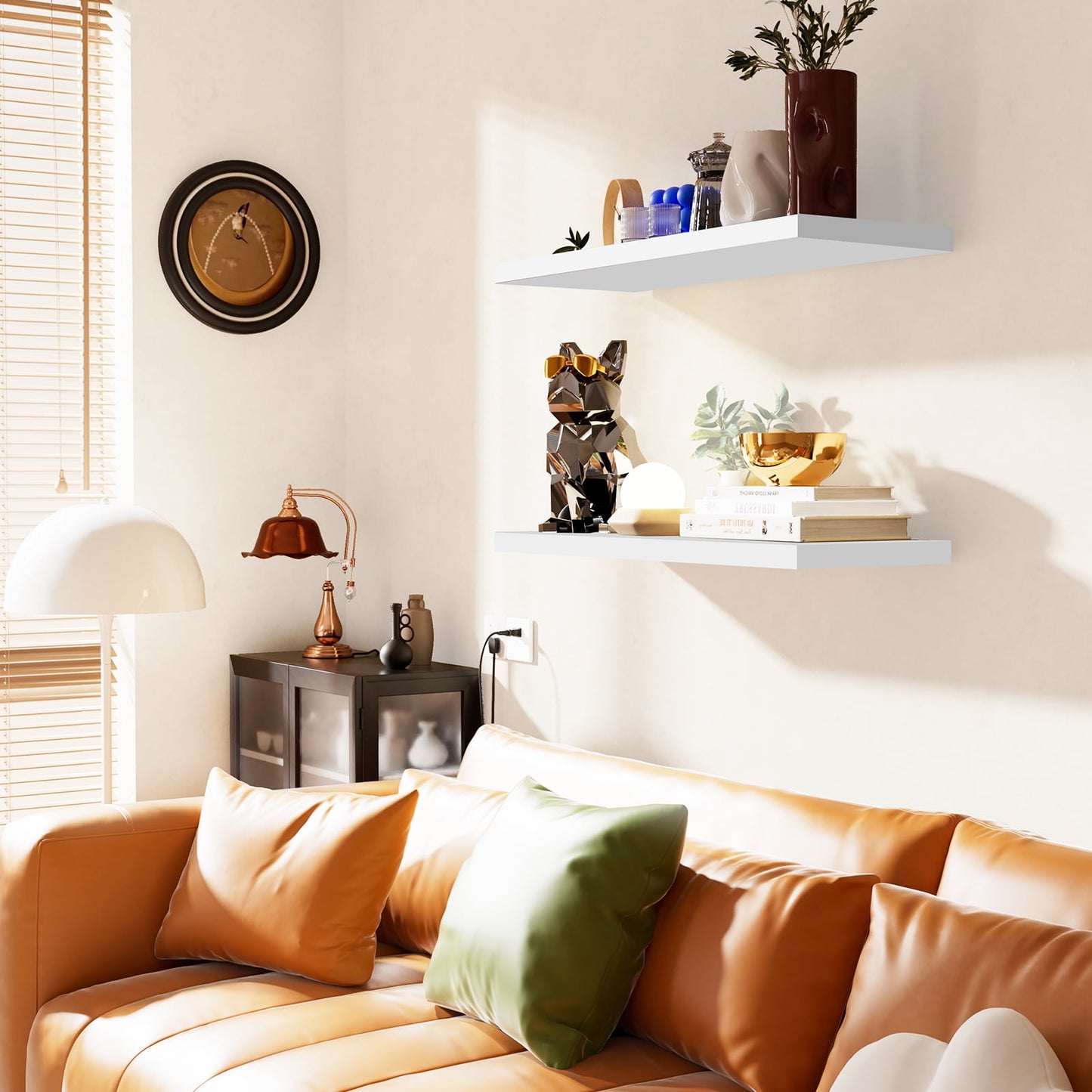 2pcs/set 24" Wood Wall Mounted Floating Shelves Storage Shelving For Living Room, Dining Room, Office, Bedroom