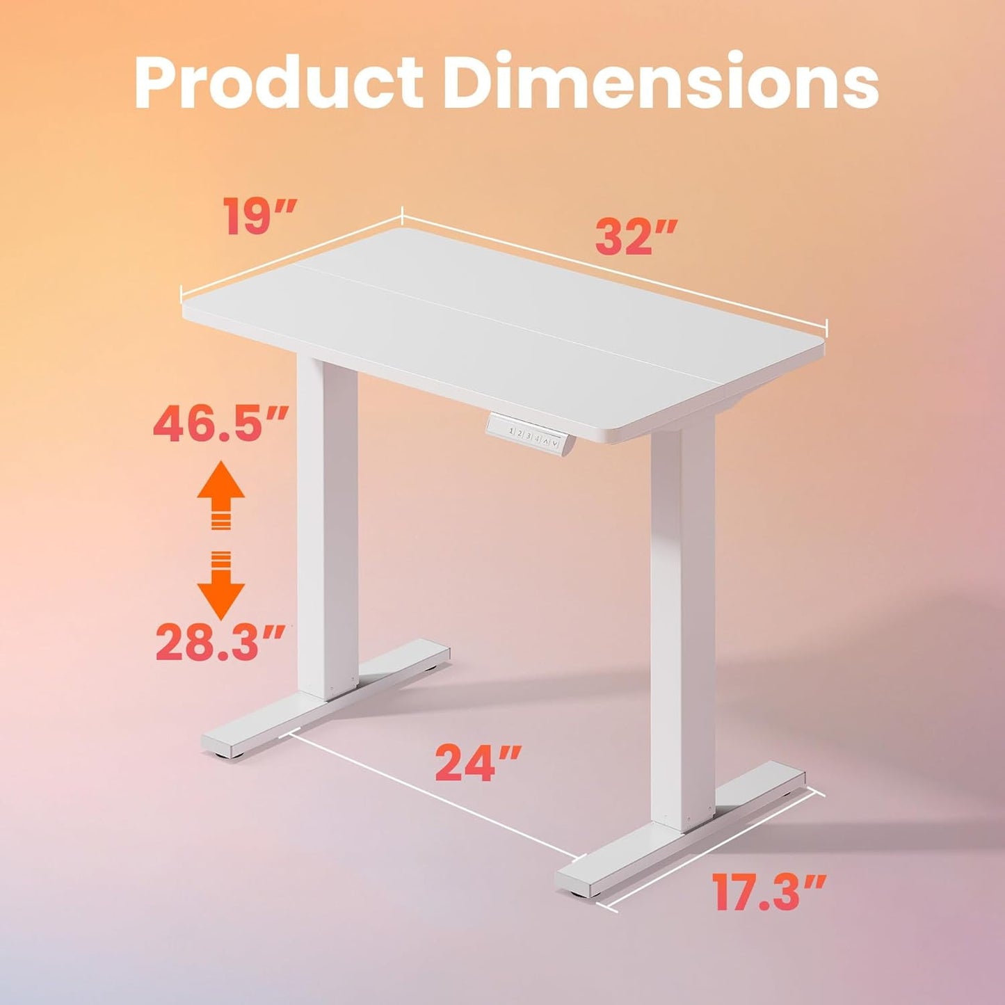 CHITOOMA Electric Standing Desk with 4 Memory Height Settings, 32" Small Height Adjustbale Desk, Sit Stand Up Desk for Home Office, White