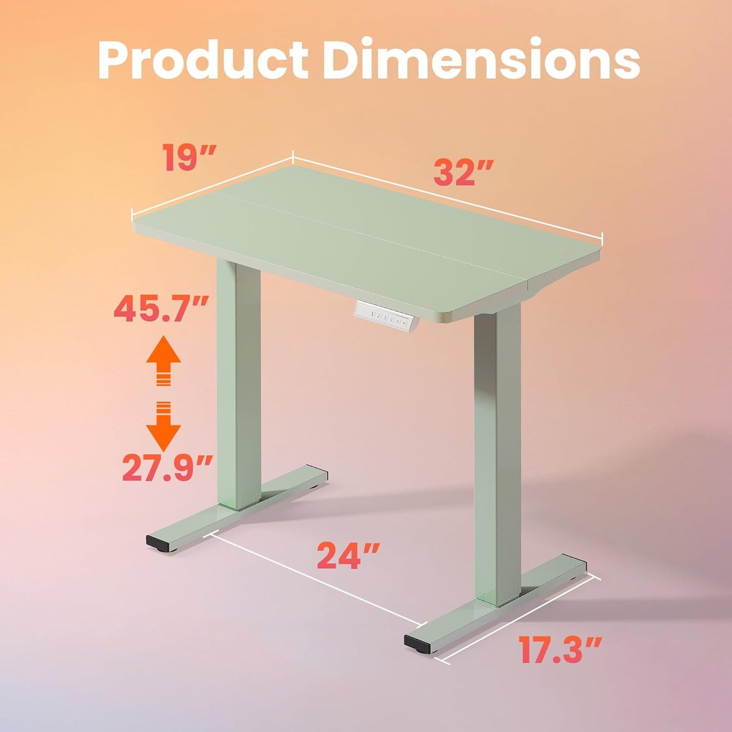 CHITOOMA Electric Standing Desk with 4 Memory Height Settings, 32" Small Height Adjustbale Desk, Sit Stand Up Desk for Home Office, Green