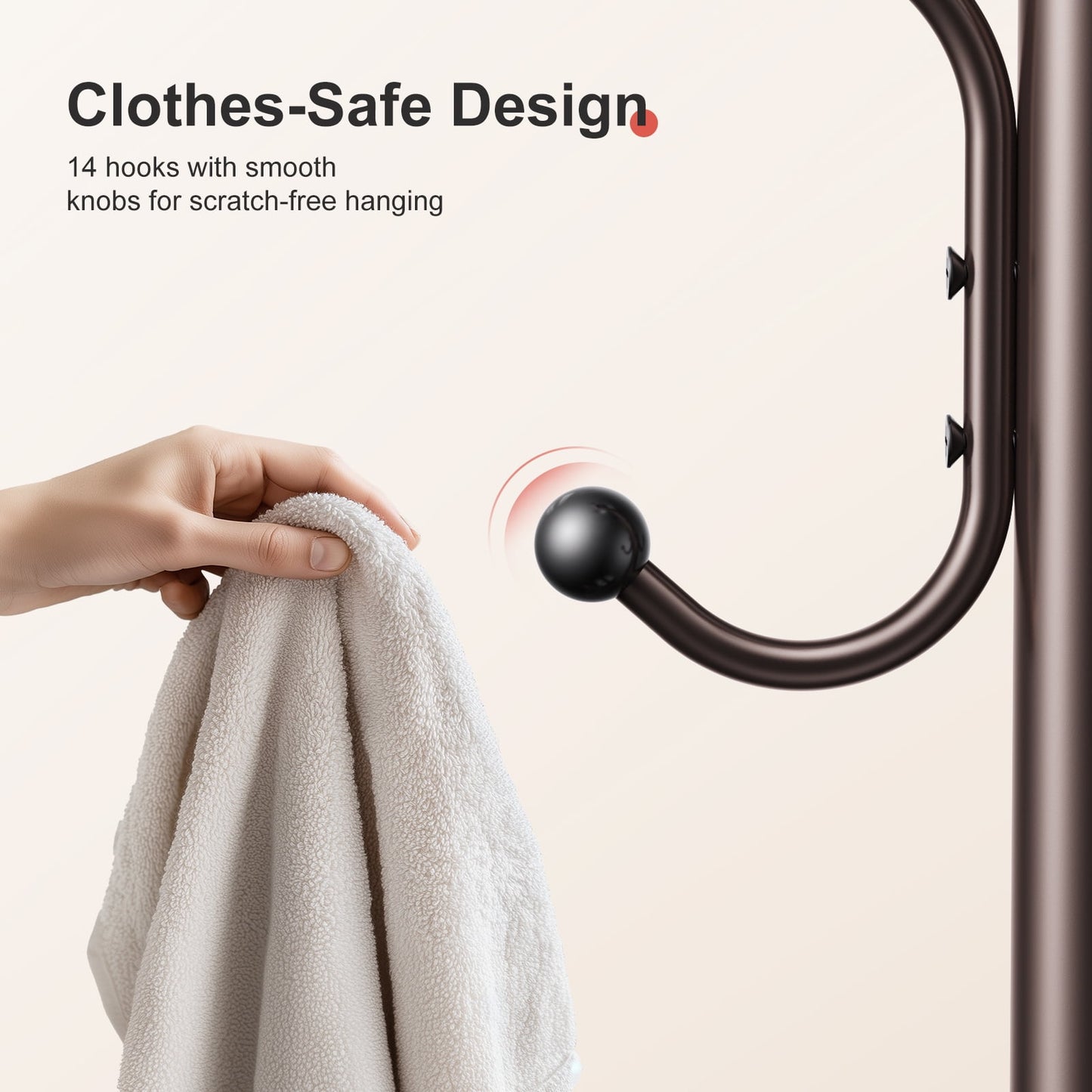 Coat Rack Stand 14 Hooks Coat Rack Stand Metal Freestanding Coat Rack Coat Tree for Home, Office, Entryway, Hallway, Bronze