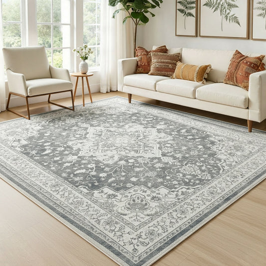 CHITOOMA 5'x7' Area Rugs for Living Room, Soft Vintage Rugs for Bedroom Office Machine Washable Rugs for Dining Room Distressed Non-Slip Carpet
