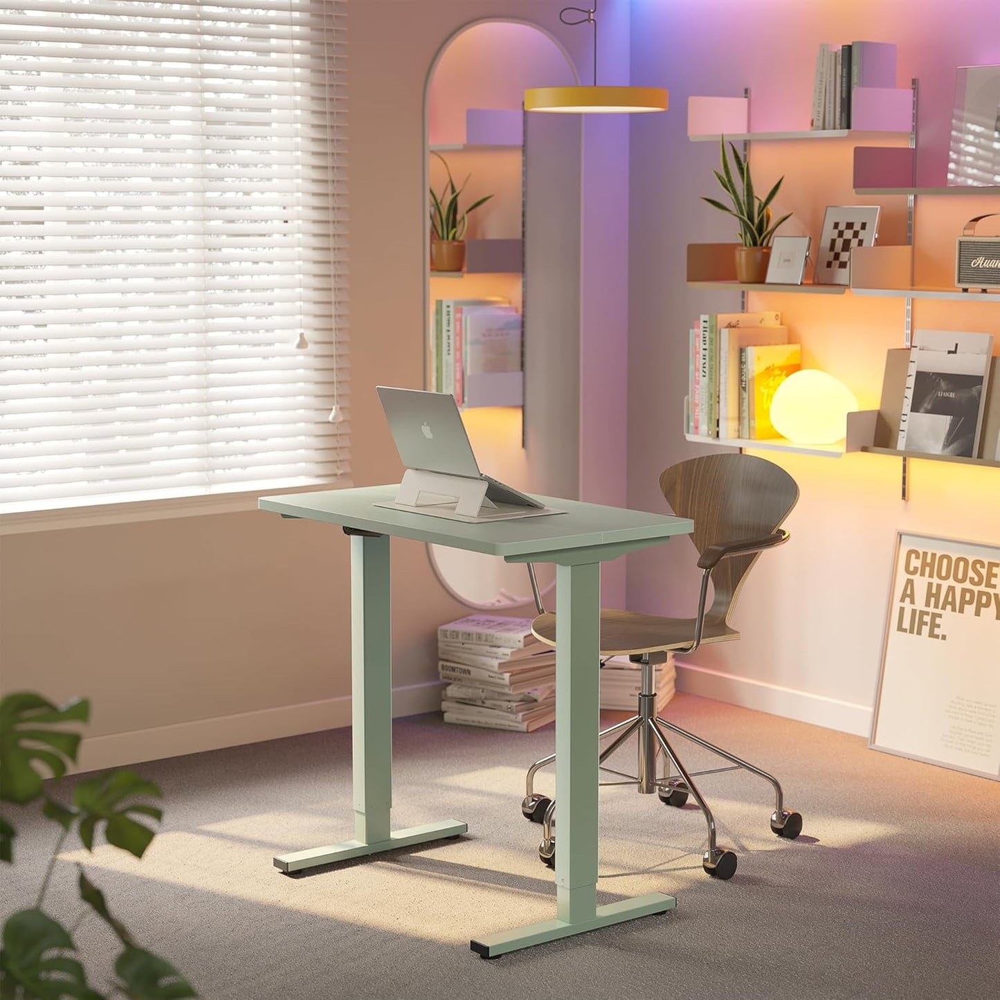 CHITOOMA Electric Standing Desk with 4 Memory Height Settings, 32" Small Height Adjustbale Desk, Sit Stand Up Desk for Home Office, Green