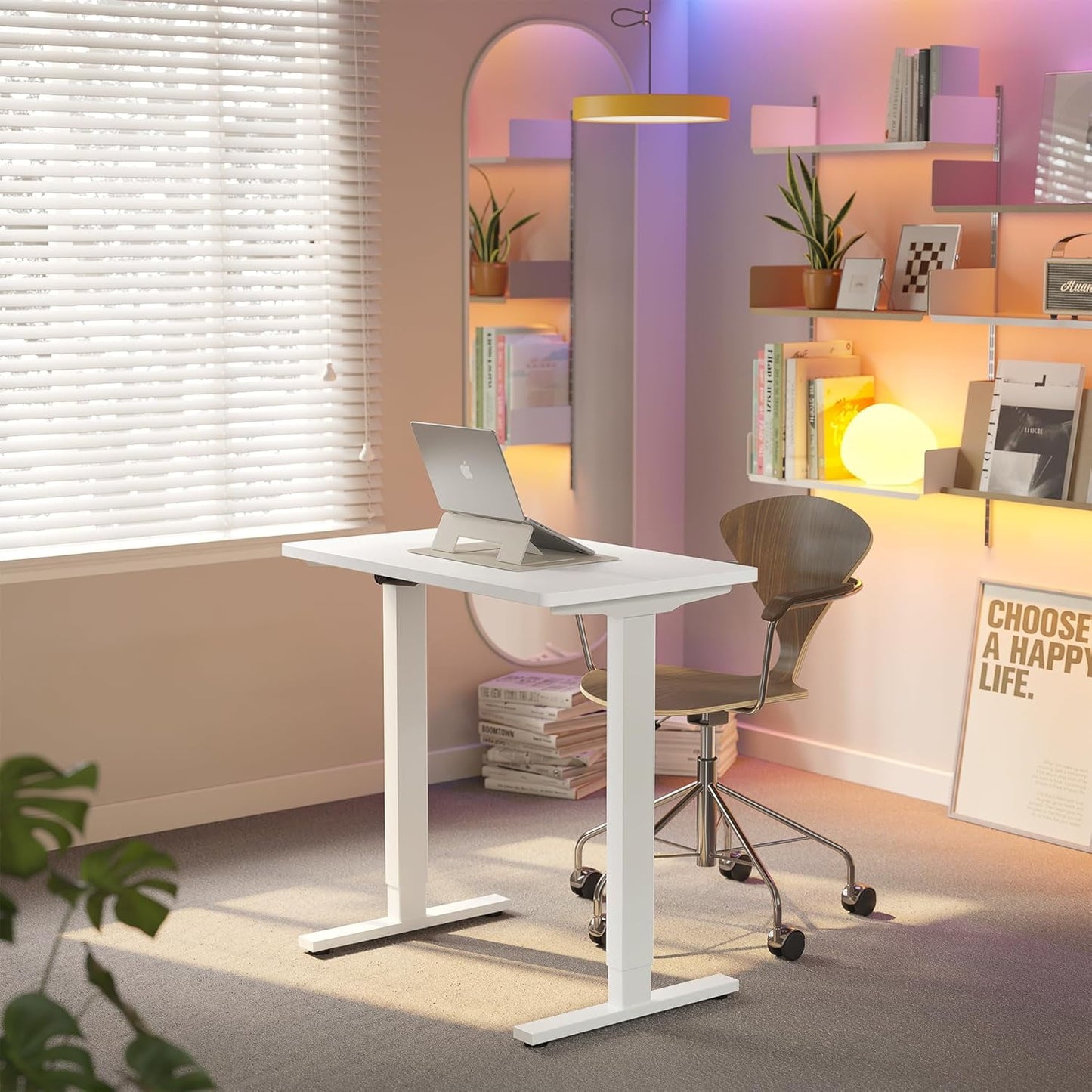 CHITOOMA Electric Standing Desk with 4 Memory Height Settings, 32" Small Height Adjustbale Desk, Sit Stand Up Desk for Home Office, White