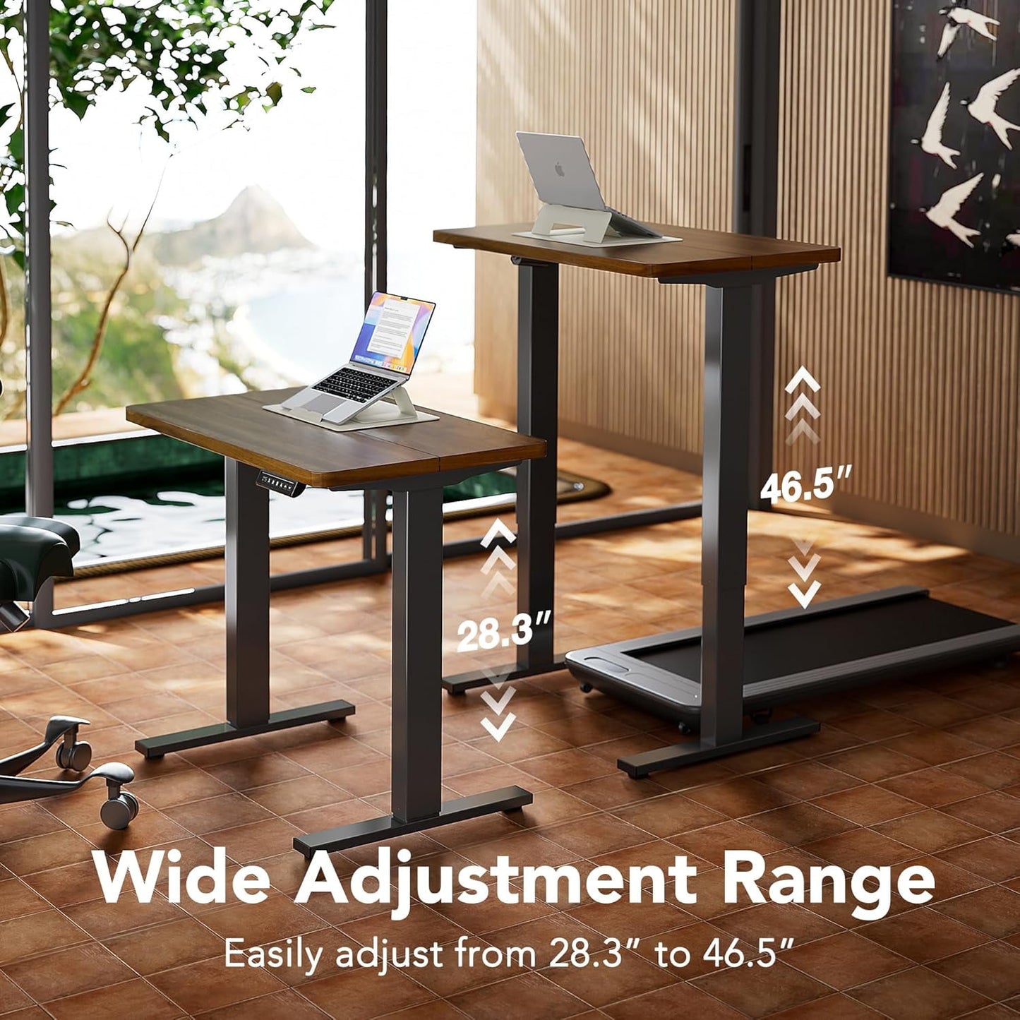 CHITOOMA 32" Small Electric Standing Desk Adjustable Height, 4 Memory Height Settings, Sit Stand Up Desk for Home Office & Computer Workstation, Black Walnut
