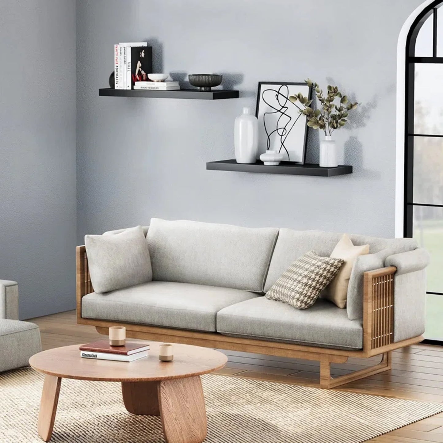 2Pcs/Set 24" Wood Wall Mounted Floating Shelves Storage Shelving For Living Room, Dining Room, Office, Bedroom