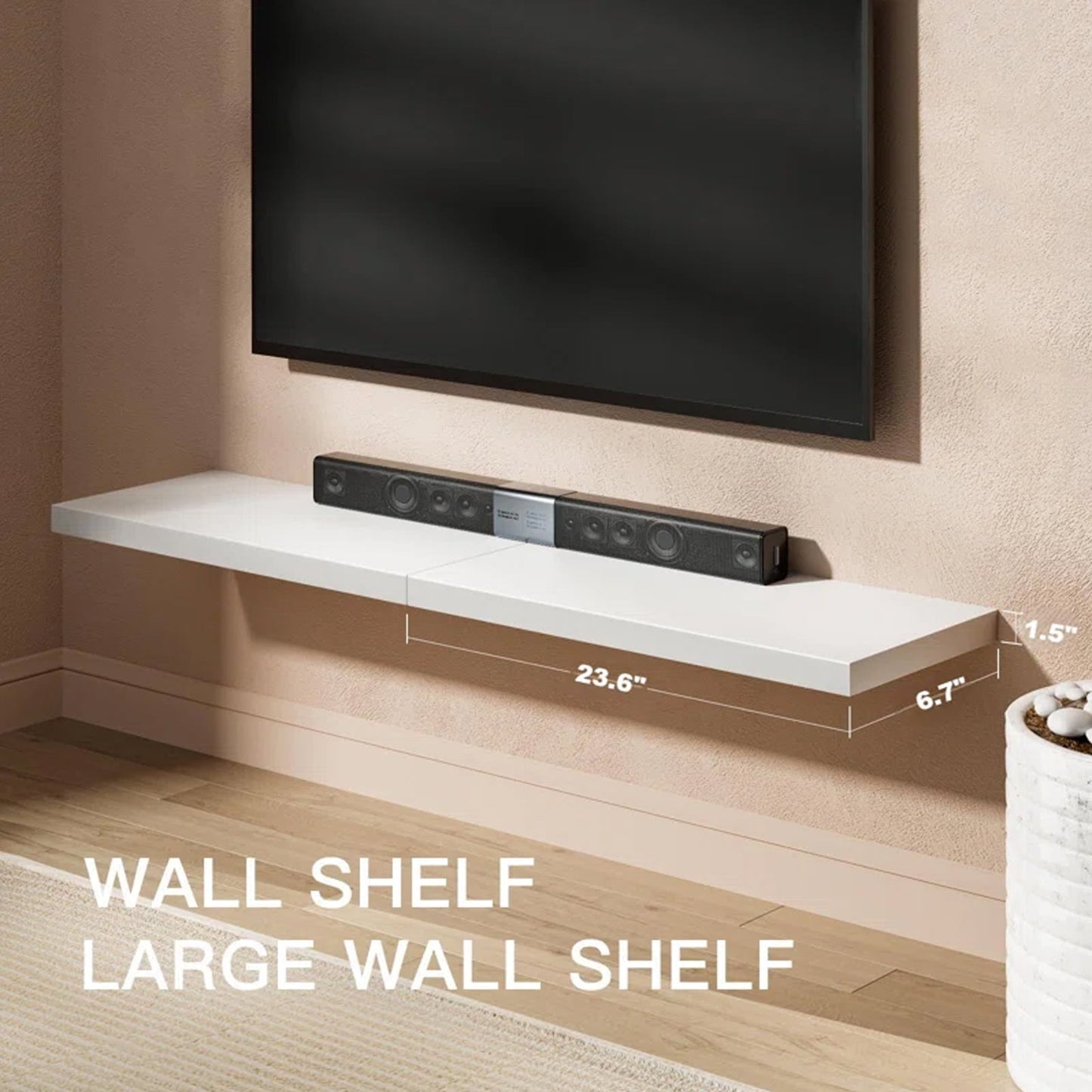 2pcs/set 24" Wood Wall Mounted Floating Shelves Storage Shelving For Living Room, Dining Room, Office, Bedroom