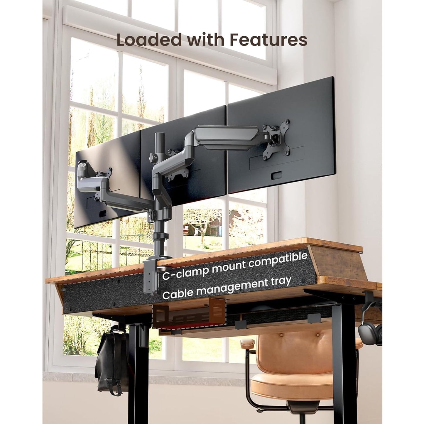 CHITOOMA 63″ x 30″ Standing Desk with Drawers, Electric Height Adjustable Sit Stand Desk with Storage Shelf, 4 Memory Preset Computer Desk with Cable Management Tray for Home Office, Brown