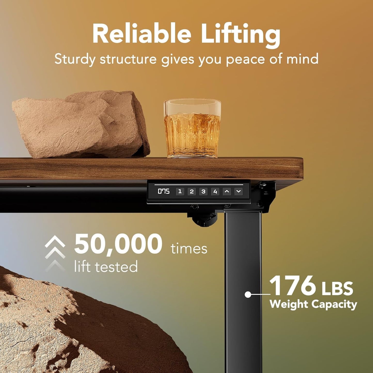 CHITOOMA 32" Small Electric Standing Desk Adjustable Height, 4 Memory Height Settings, Sit Stand Up Desk for Home Office & Computer Workstation, Black Walnut