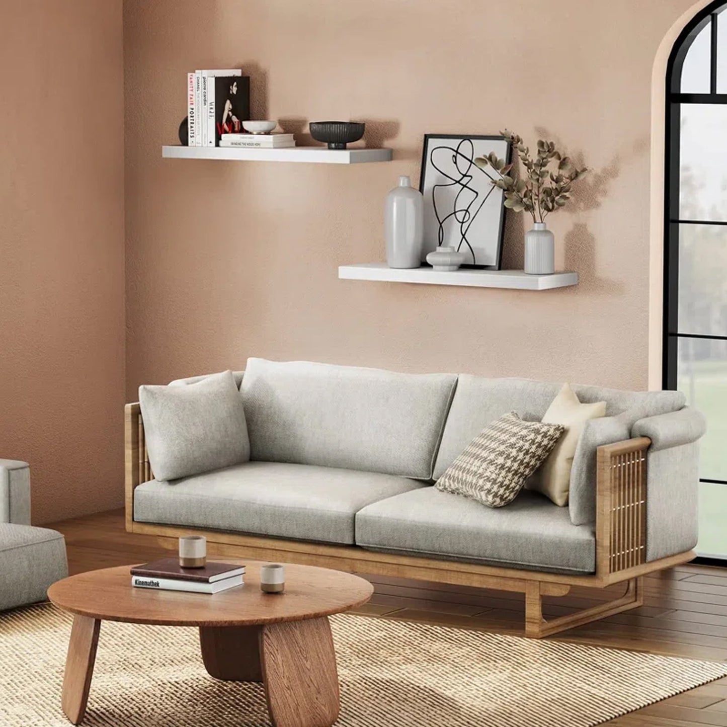 2pcs/set 24" Wood Wall Mounted Floating Shelves Storage Shelving For Living Room, Dining Room, Office, Bedroom