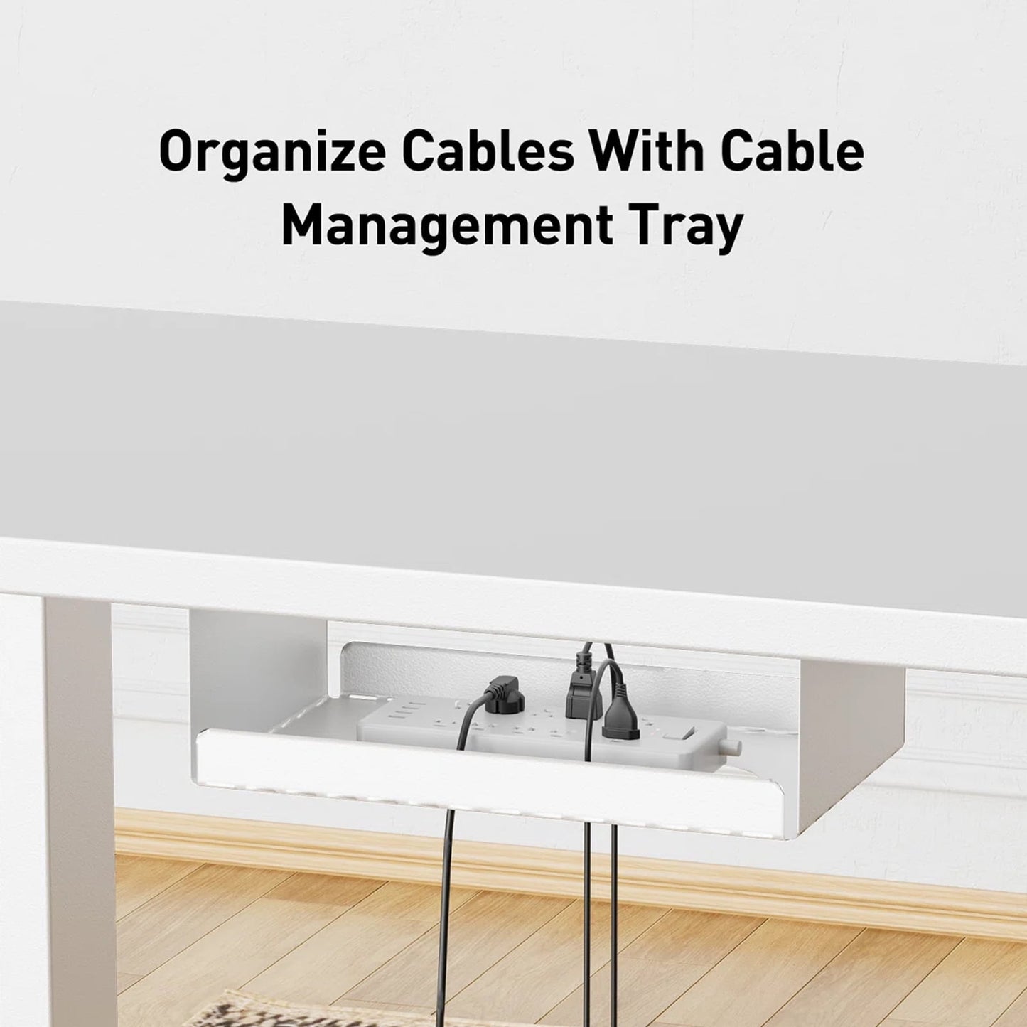 CHITOOMA L-Shaped Electric Standing Desk with Cable Tray, 71″ x 48″ Dual Motor Height Adjustable Sit to Stand Computer Desk with 3 Preset Heights, 2 Hooks for Home Office, White