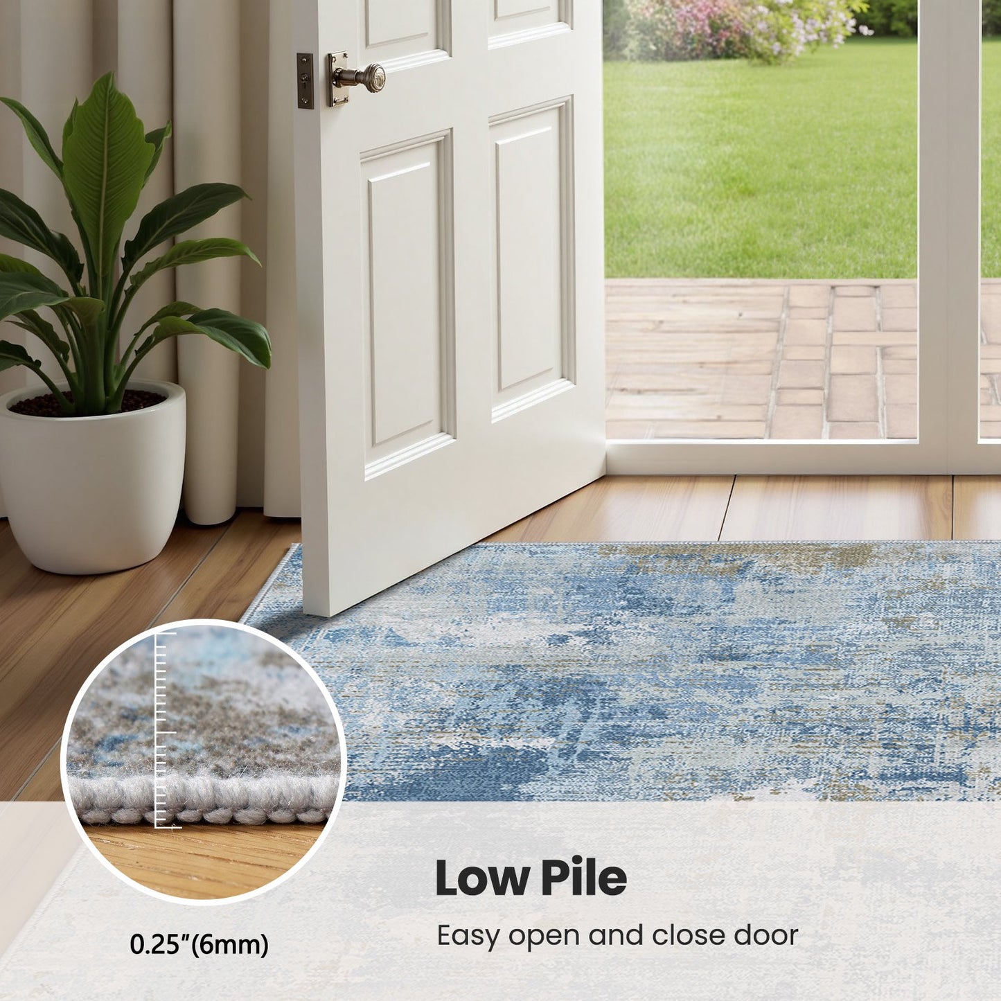 CHITOOMA 9'x12' Area Rugs for Living Room, Machine Washable Abstract Distressed Rugs Indoor Neutral Carpet Rugs for Bedroom Dining Room Office with Non-Slip Backing, Stain Resistant Non-Shed
