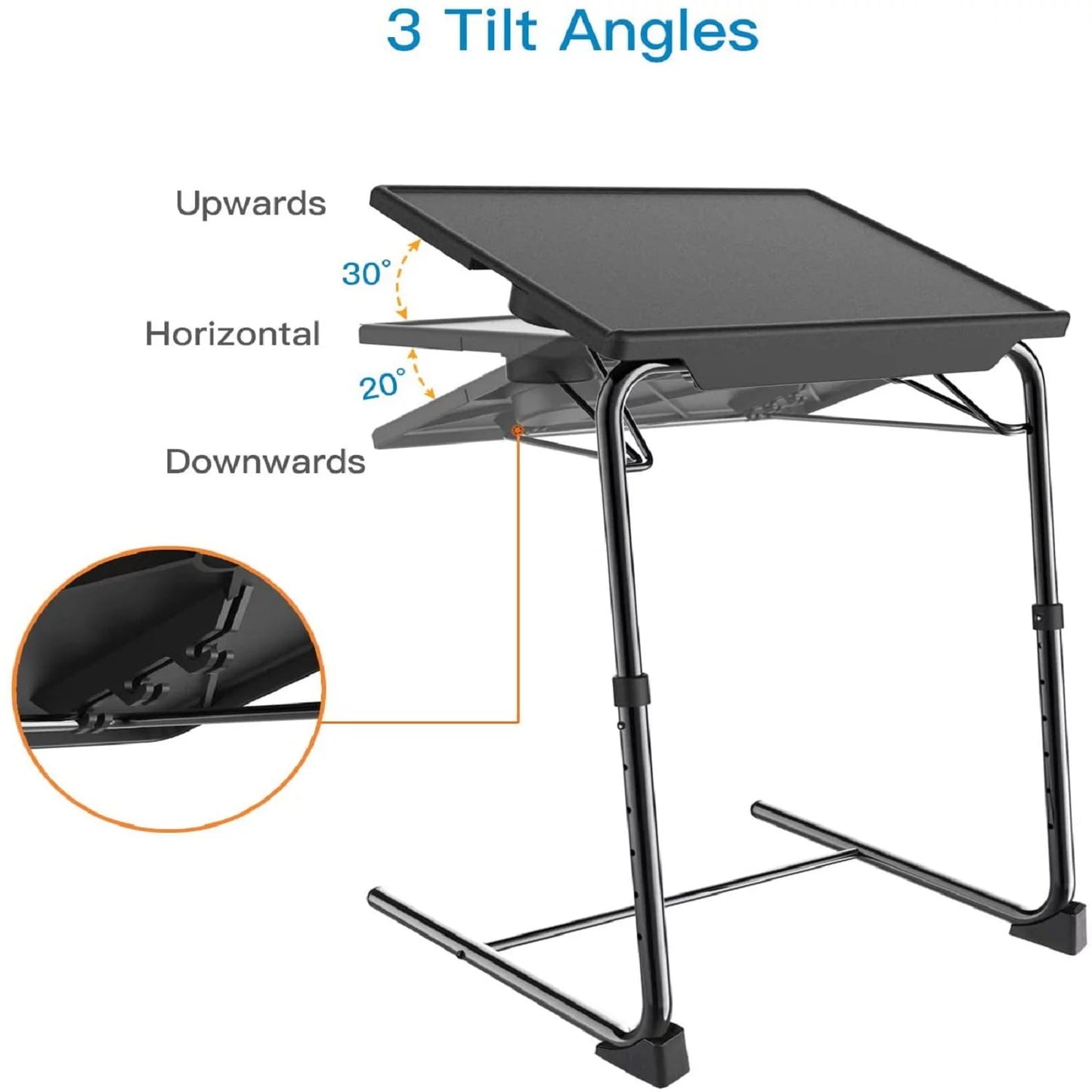Perlegear Portable 6 Height & 3 Tilt Angles TV Tray Table TV Dinner Sofa Desk for Home Office, Black