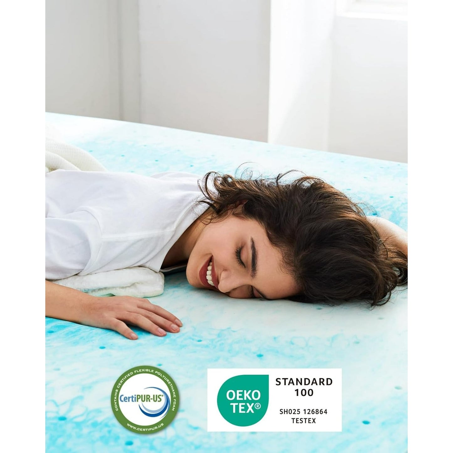 CHITOOMA 3 Inch Full Memory Foam Mattress Topper, Cooling Gel Infused Foam Mattress Topper for Pressure Relief& Enhanced Sleep Comfort, CertiPUR-US and Oeko-TEX Certification