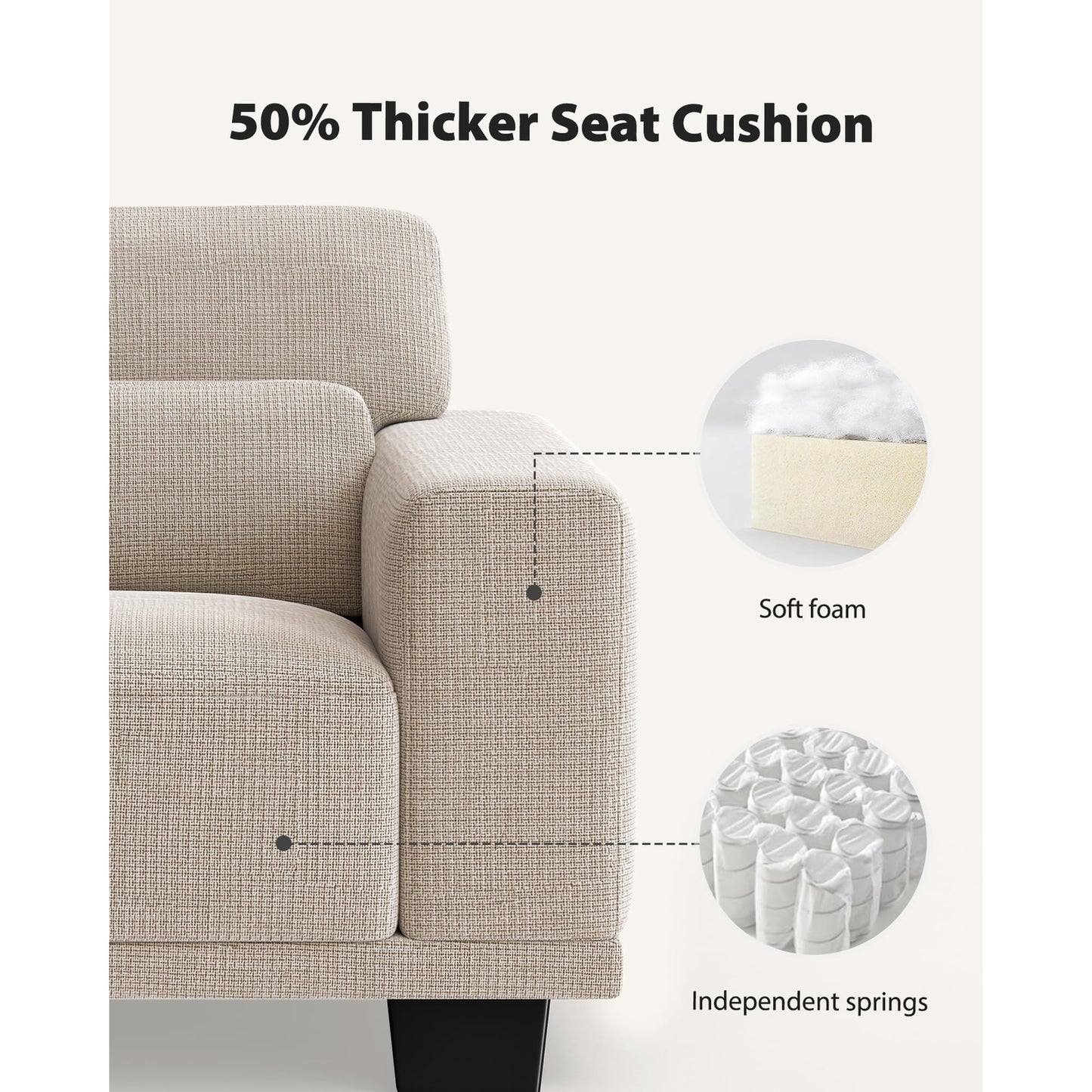 CHITOOMA 40" Oversized Accent Chair, Linen Upholstered Armchair with Washable Covers & Pillow, Wide Armrests, Deep Seat Sofa Chair for Living Room, Bedroom, or Office, White