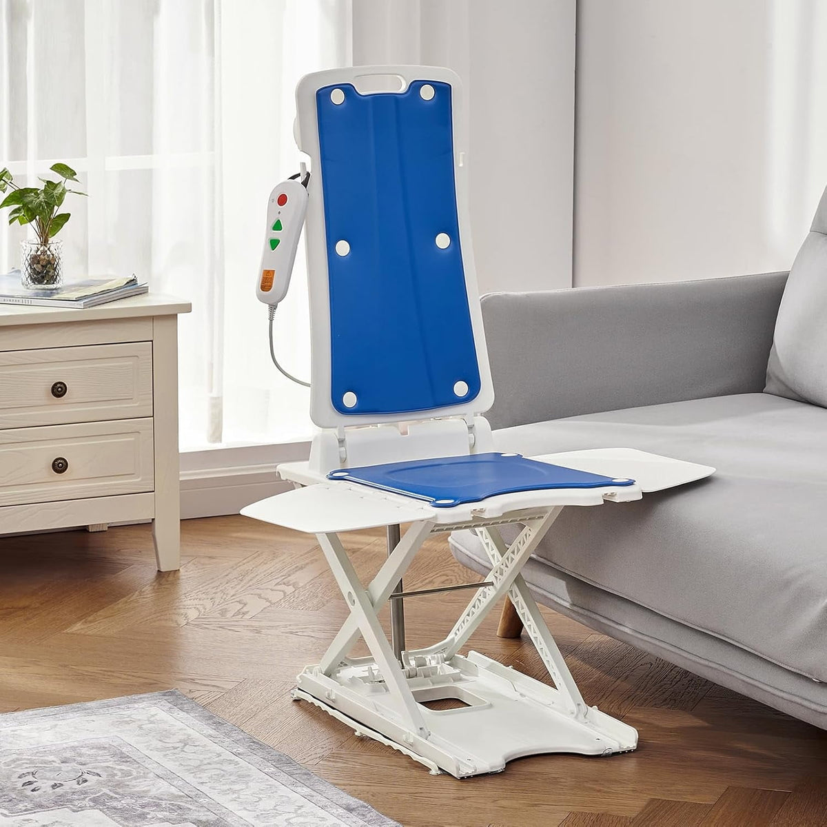 CHITOOMA Electric Chair Lift for Elderly,Floor Lift & IP68 Waterproof Bath Lift for Tub,308 lbs Capacity,Height Adjustable 2.3"-18.9",Chair Lift Assist Devices for Seniors & Disabled,White