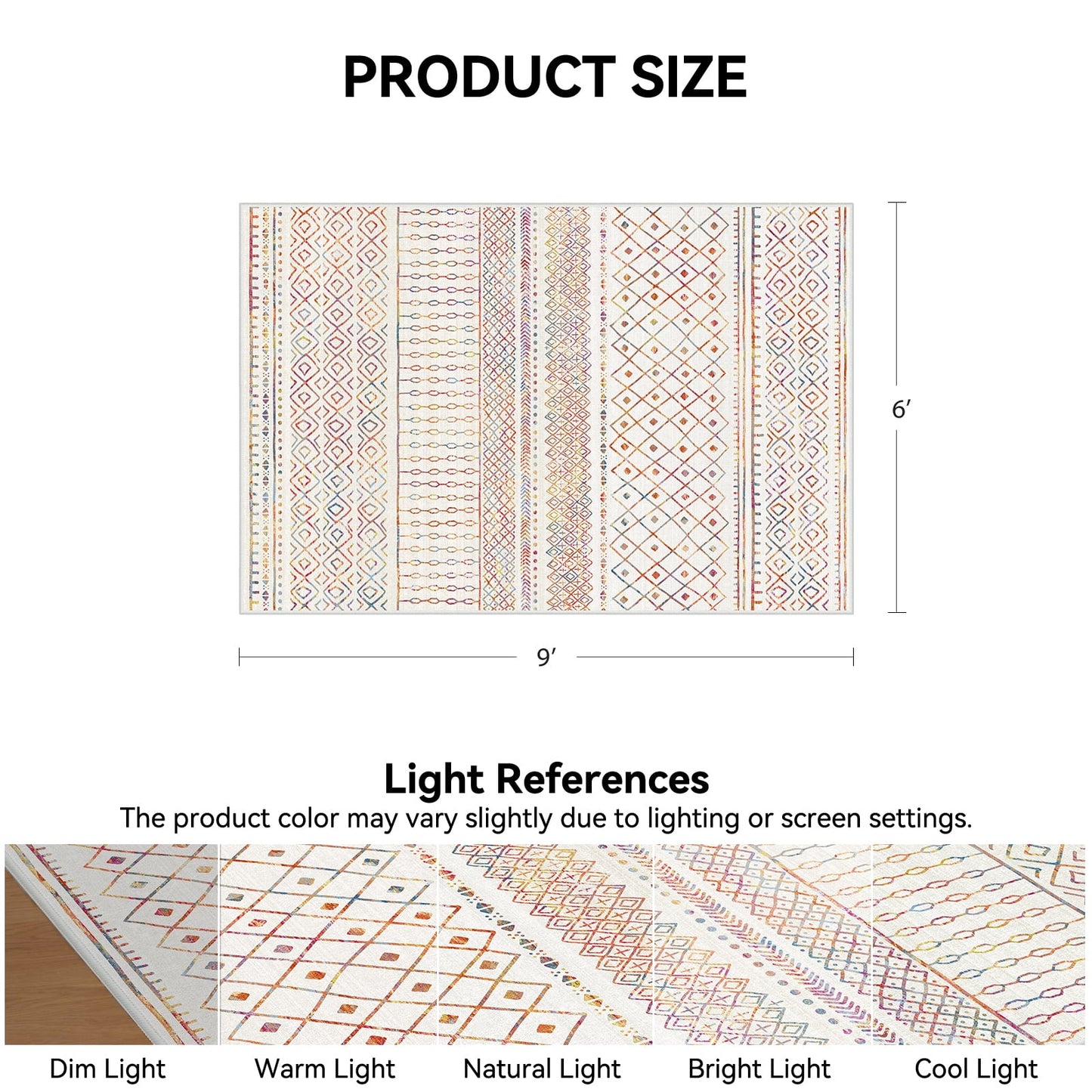 CHITOOMA 6'x9' Area Rugs for Living Room, Washable Rugs Boho Soft Geometric Bohemian Carpet Indoor Rug for Bedroom Dining Room Office Nonslip Foldable Rug